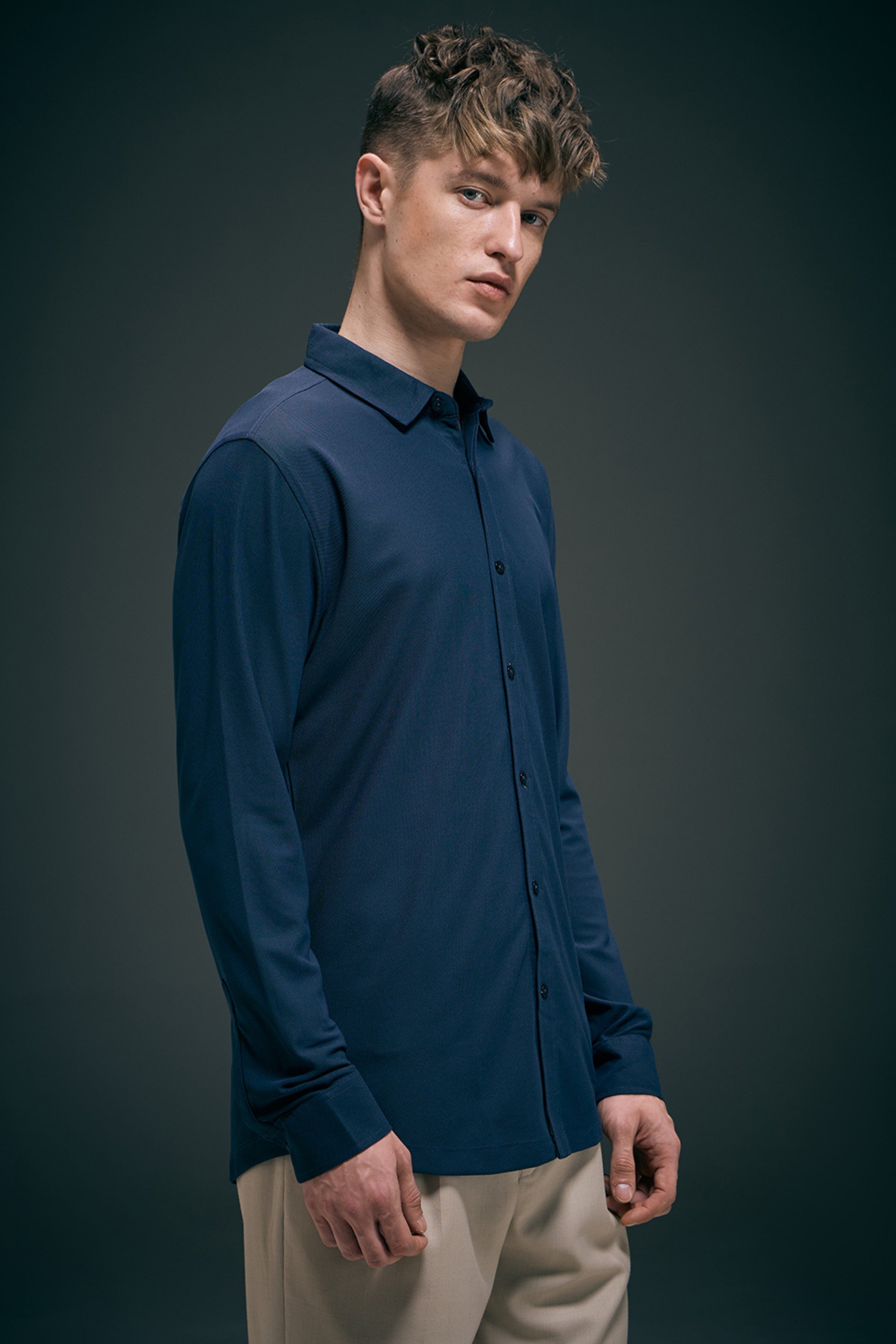 Navy Smart Tech Full Sleeve Shirt