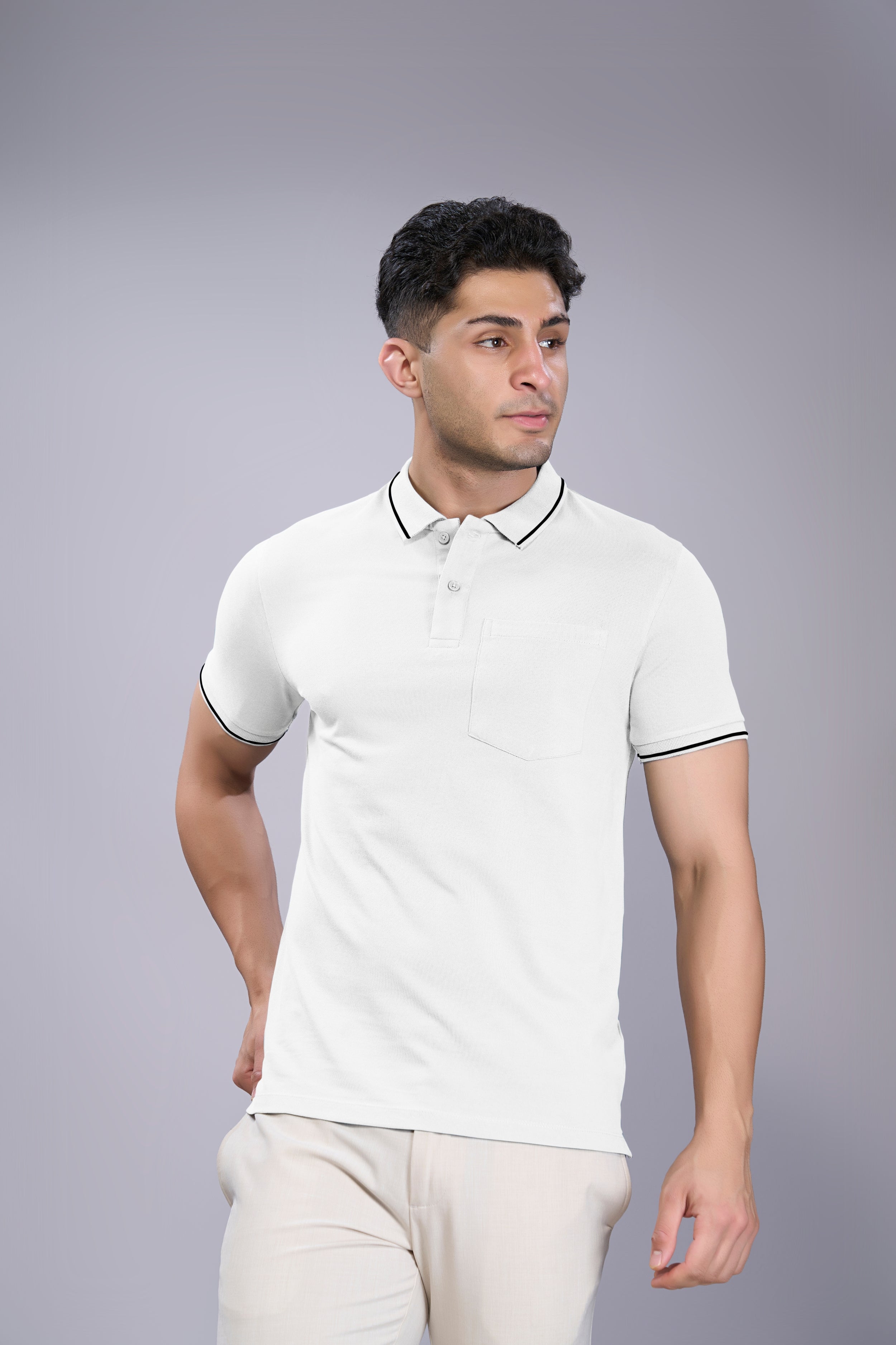 White - Identity Pocket Polo