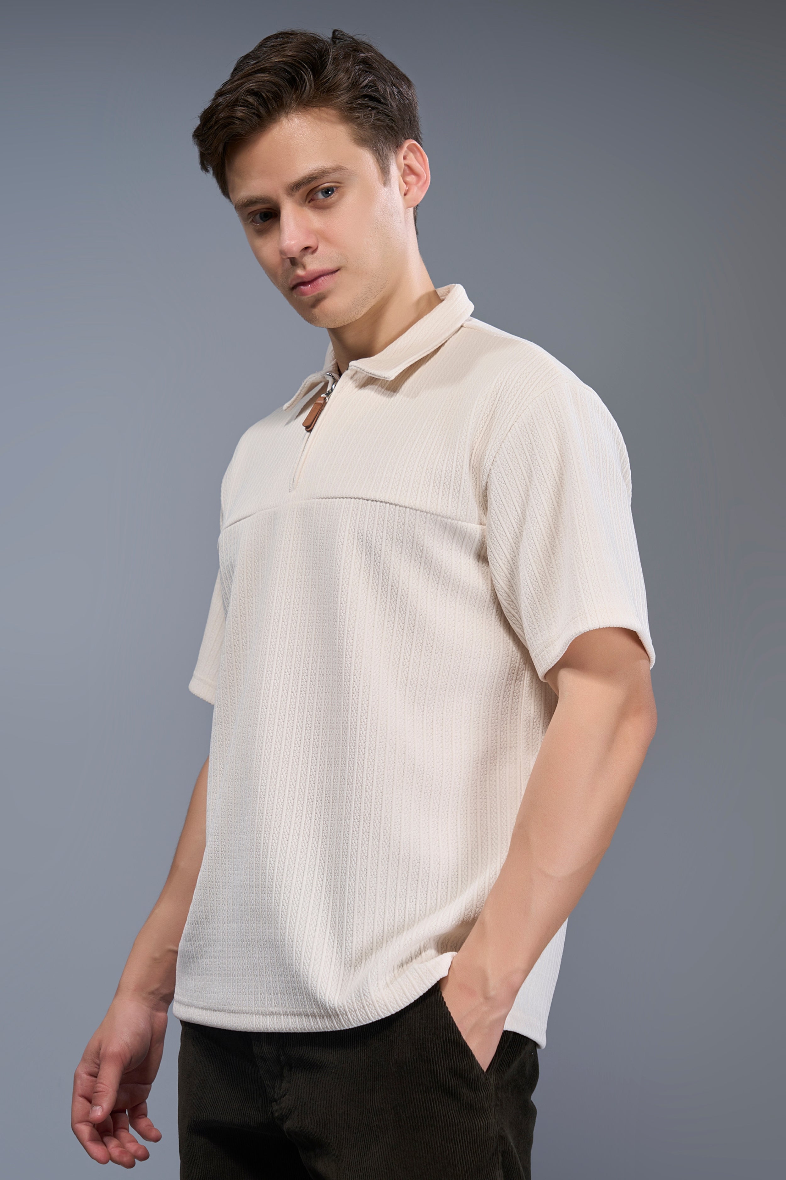 Powder White - Old Money Zip Polo