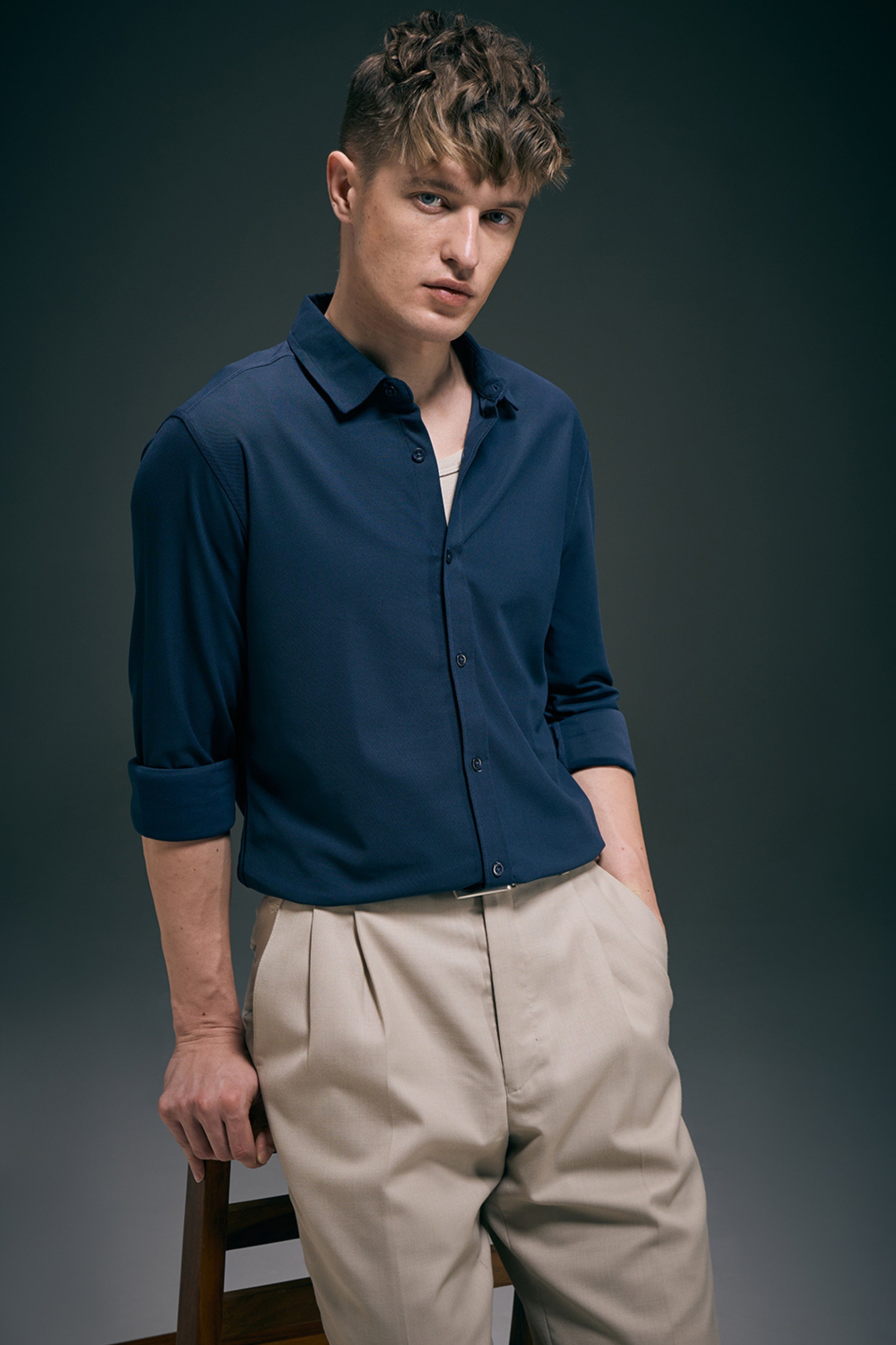 Navy Smart Tech Full Sleeve Shirt