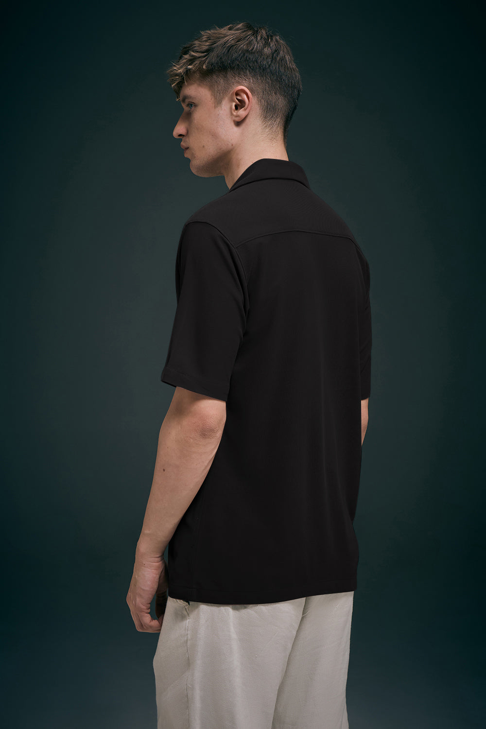 Black Smart Tech Cuban Shirt