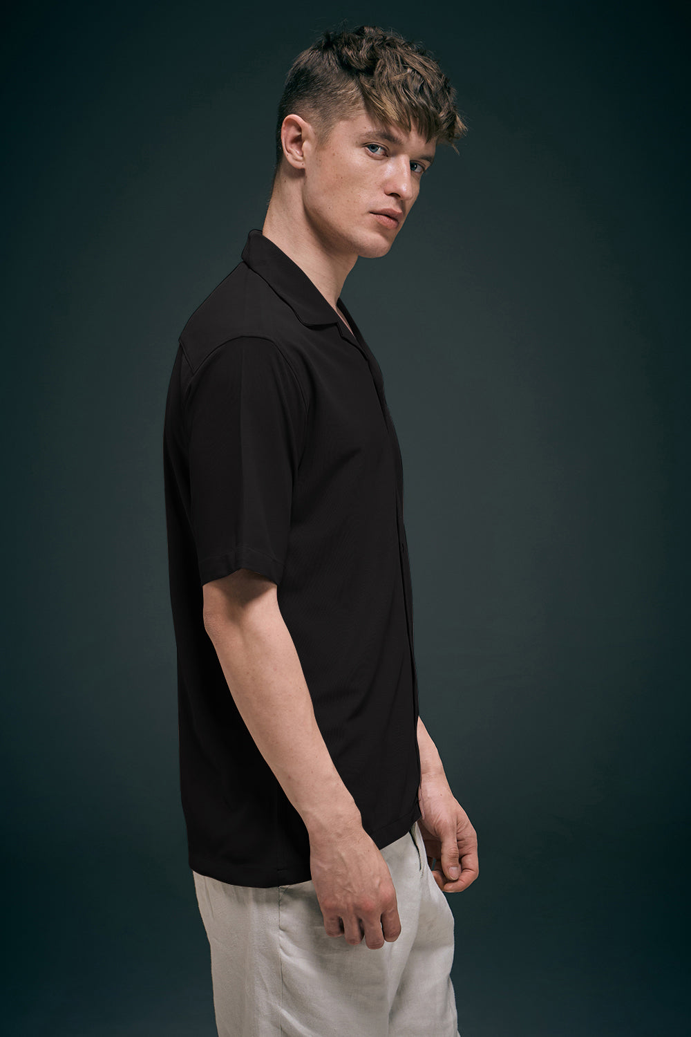 Black Smart Tech Cuban Shirt
