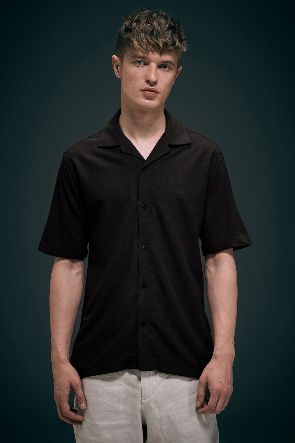 Black Smart Tech Cuban Shirt