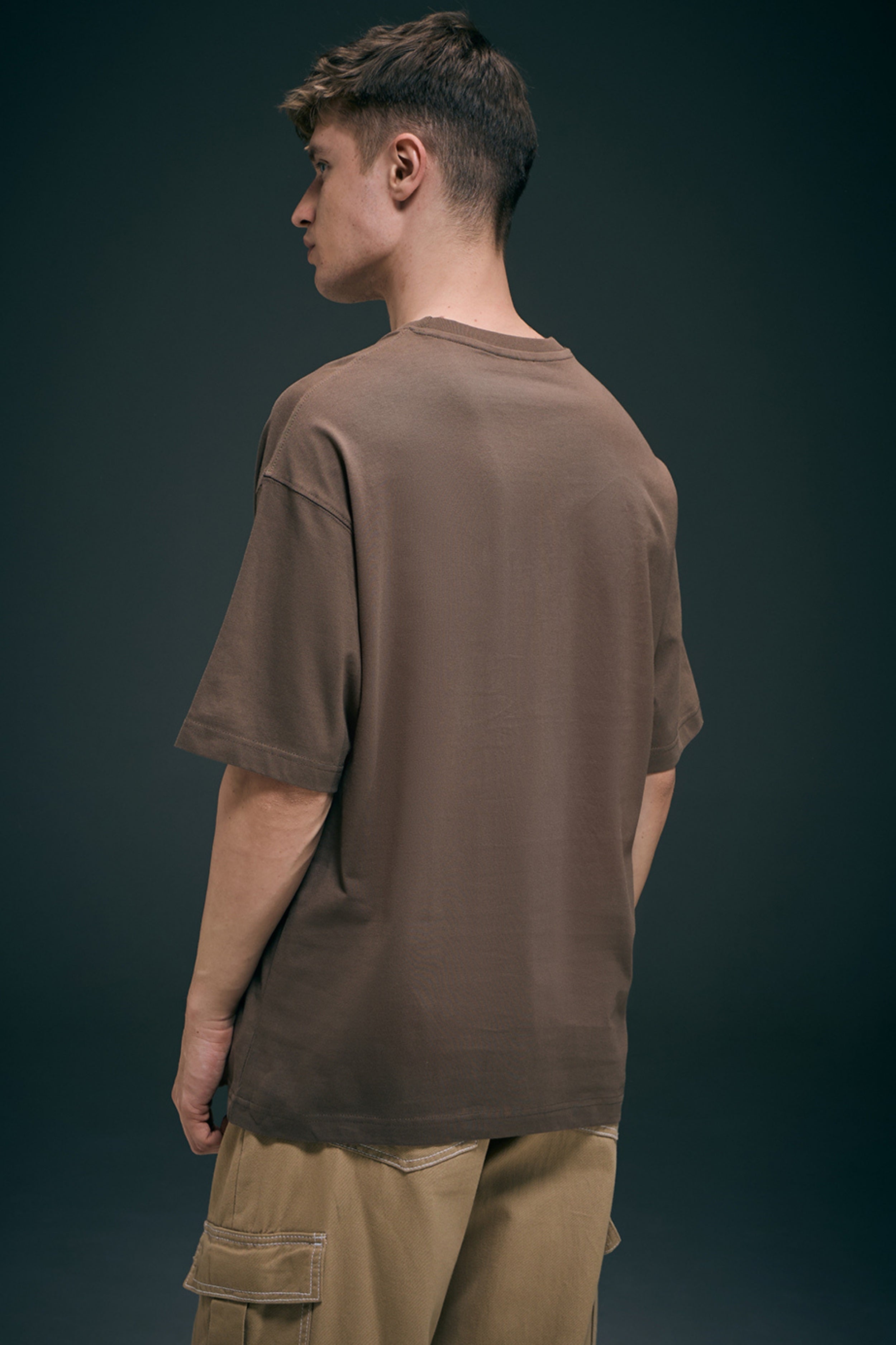 Dark Tan - Oversized drop shoulder