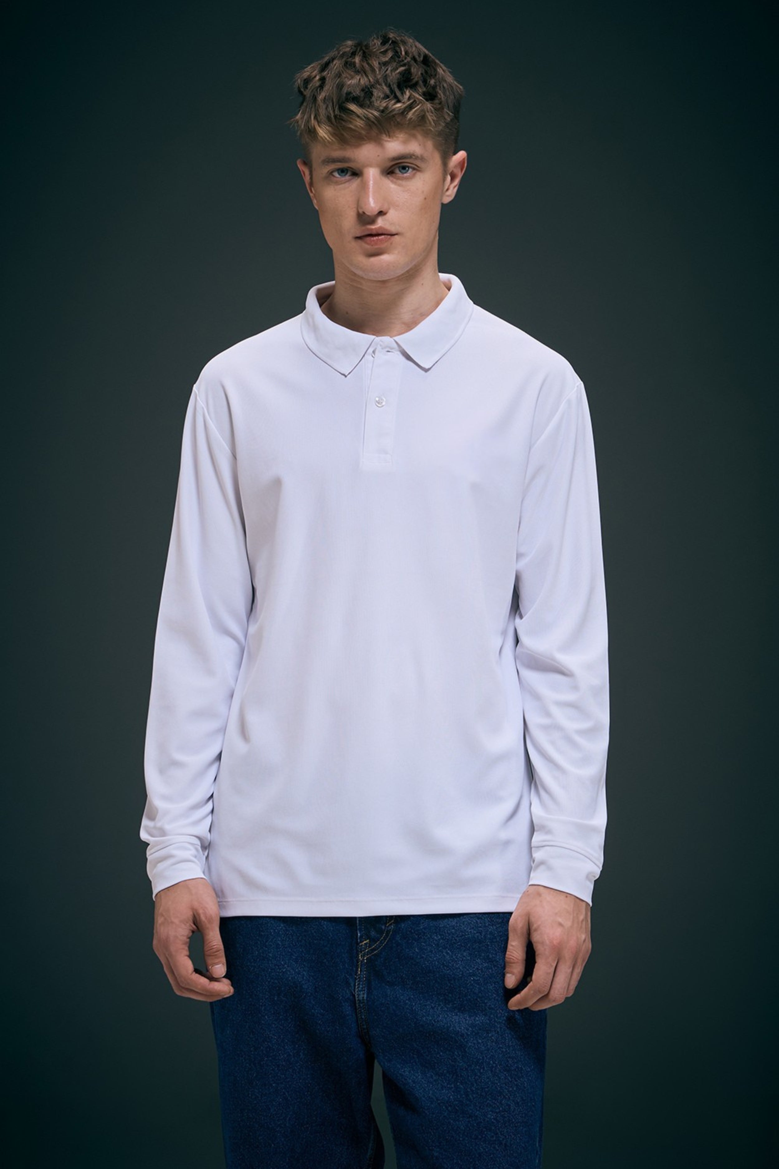 White Full Sleeve Smart Tech Polo