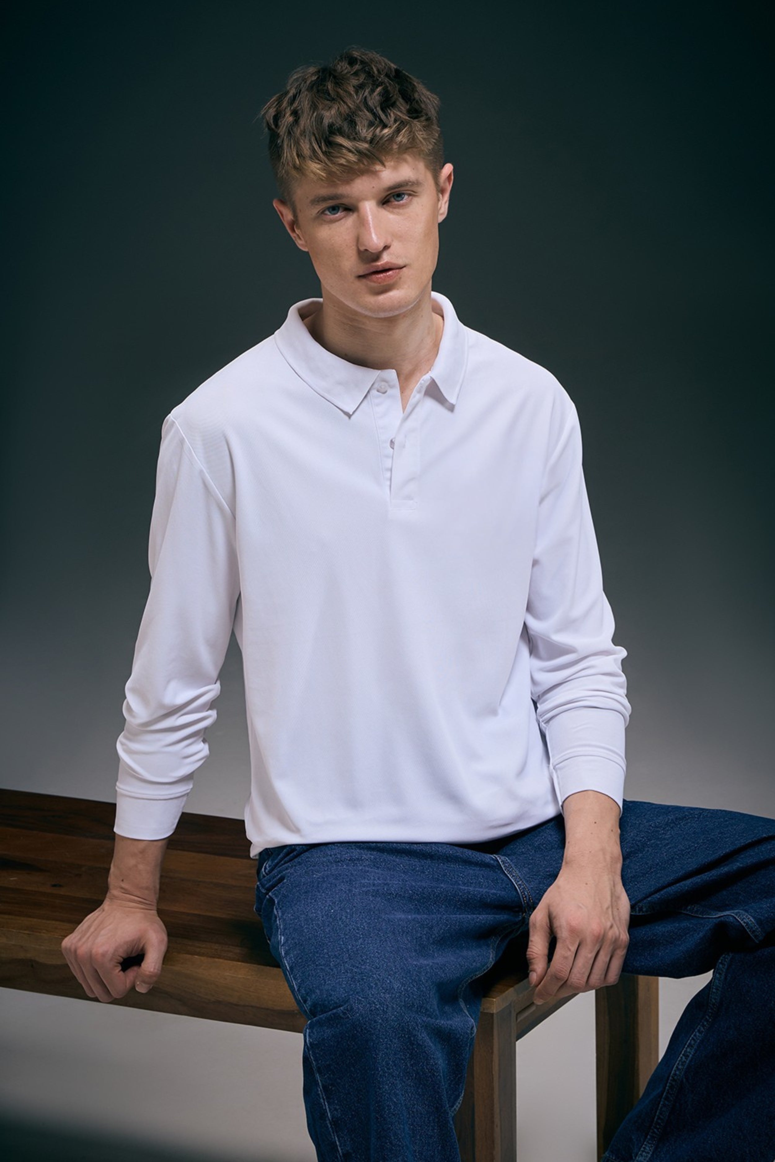 White Full Sleeve Smart Tech Polo