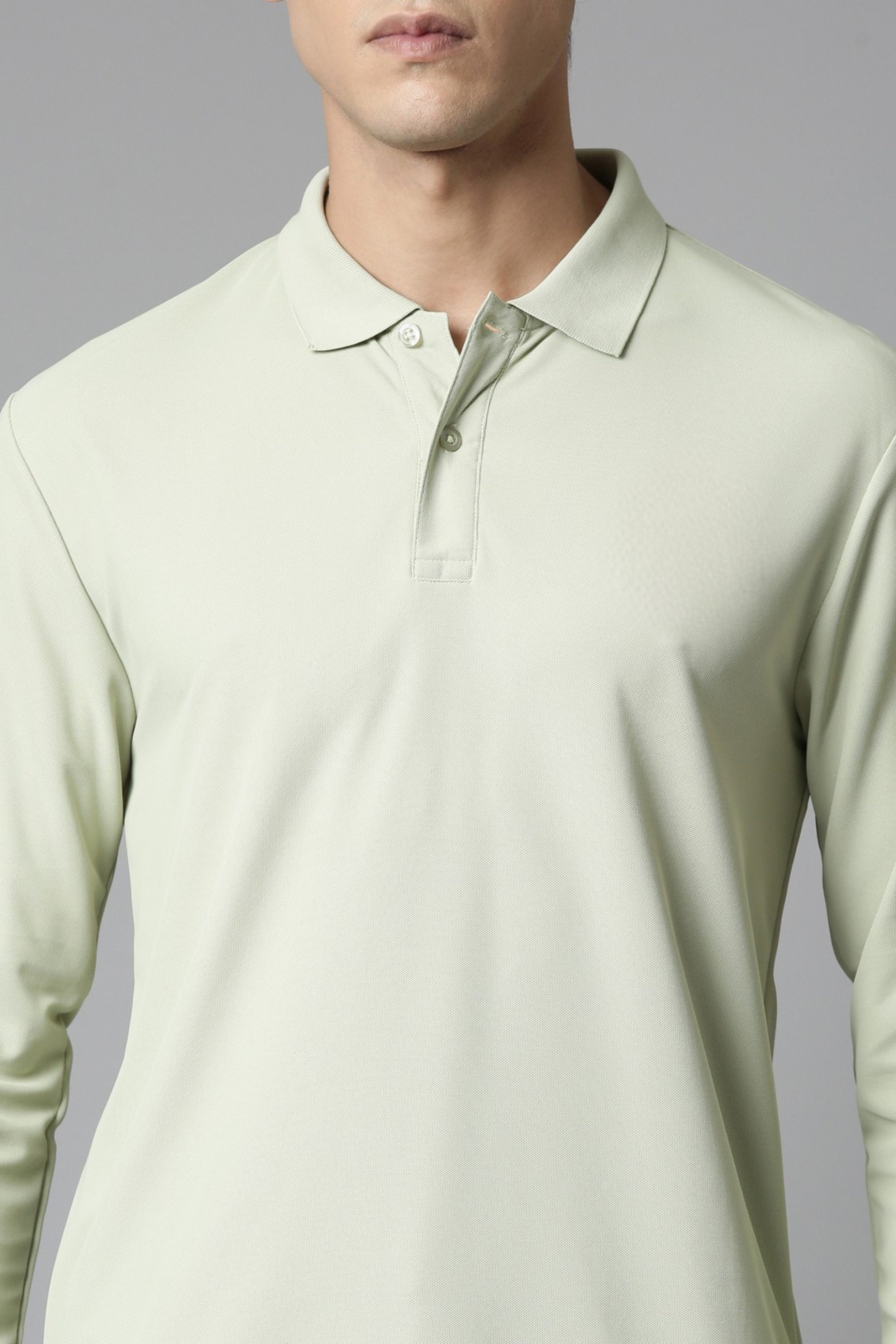 Spring Green Full Sleeve Smart Tech Polo