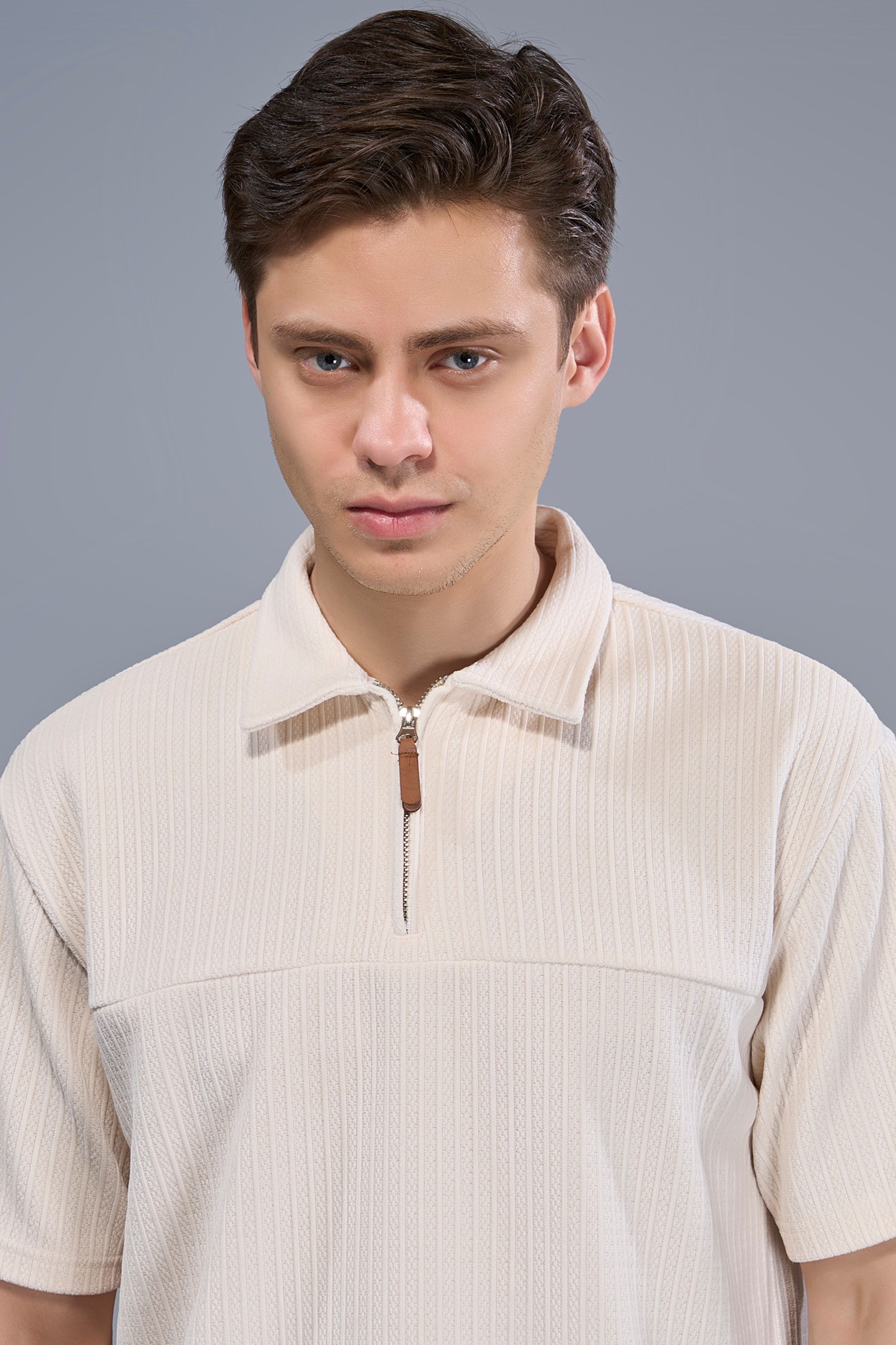 Powder White - Old Money Zip Polo
