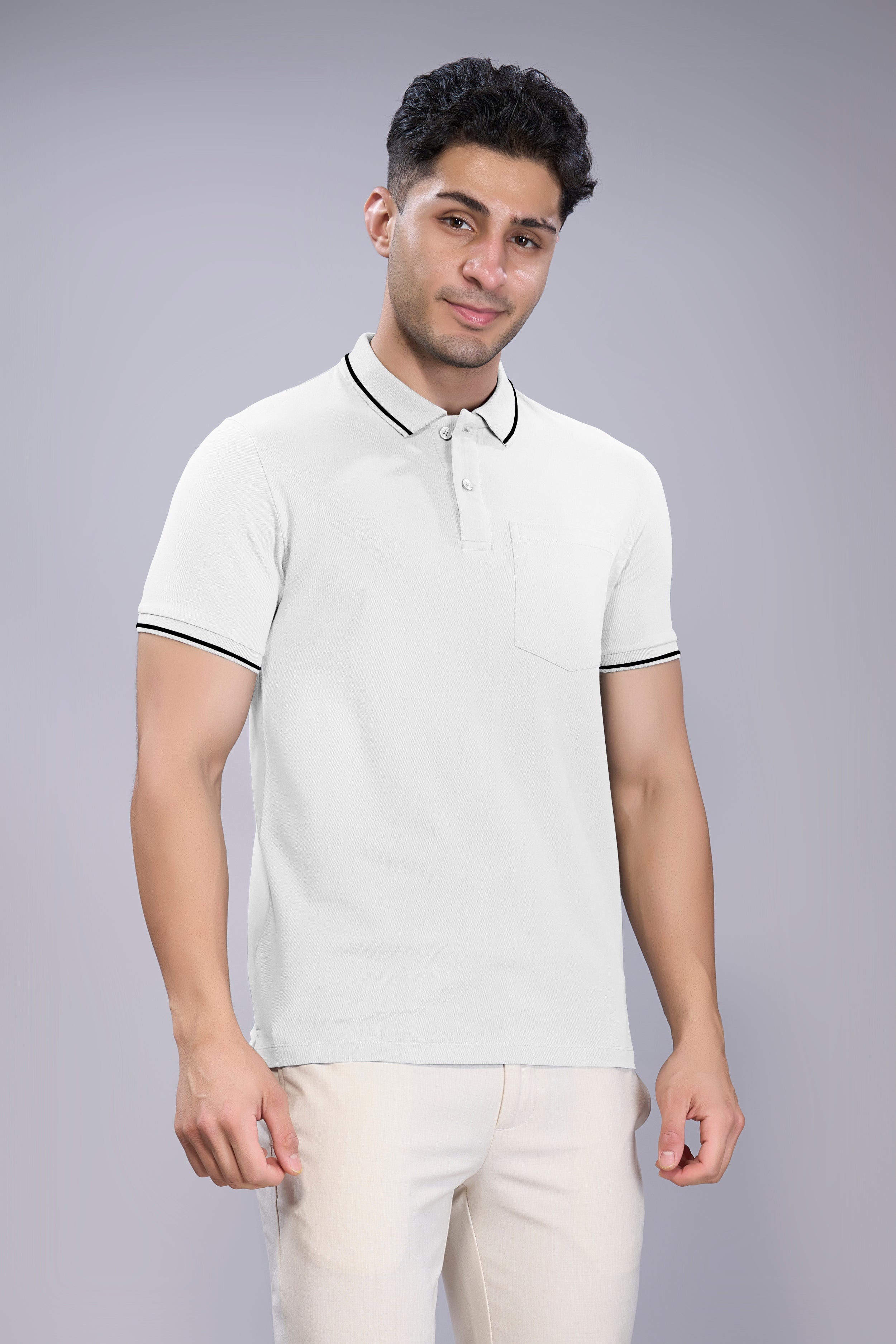 White - Identity Pocket Polo
