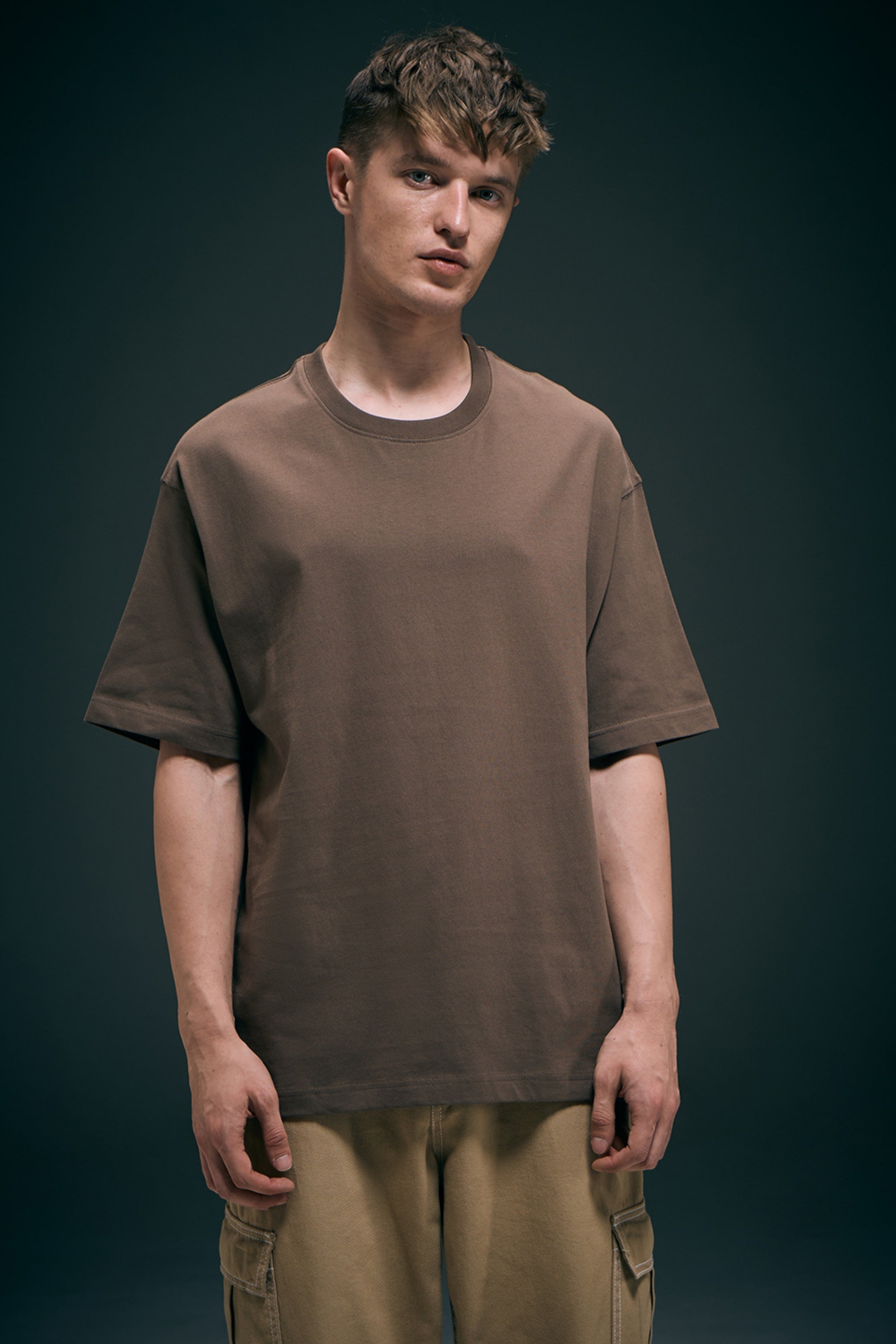 Dark Tan - Oversized drop shoulder