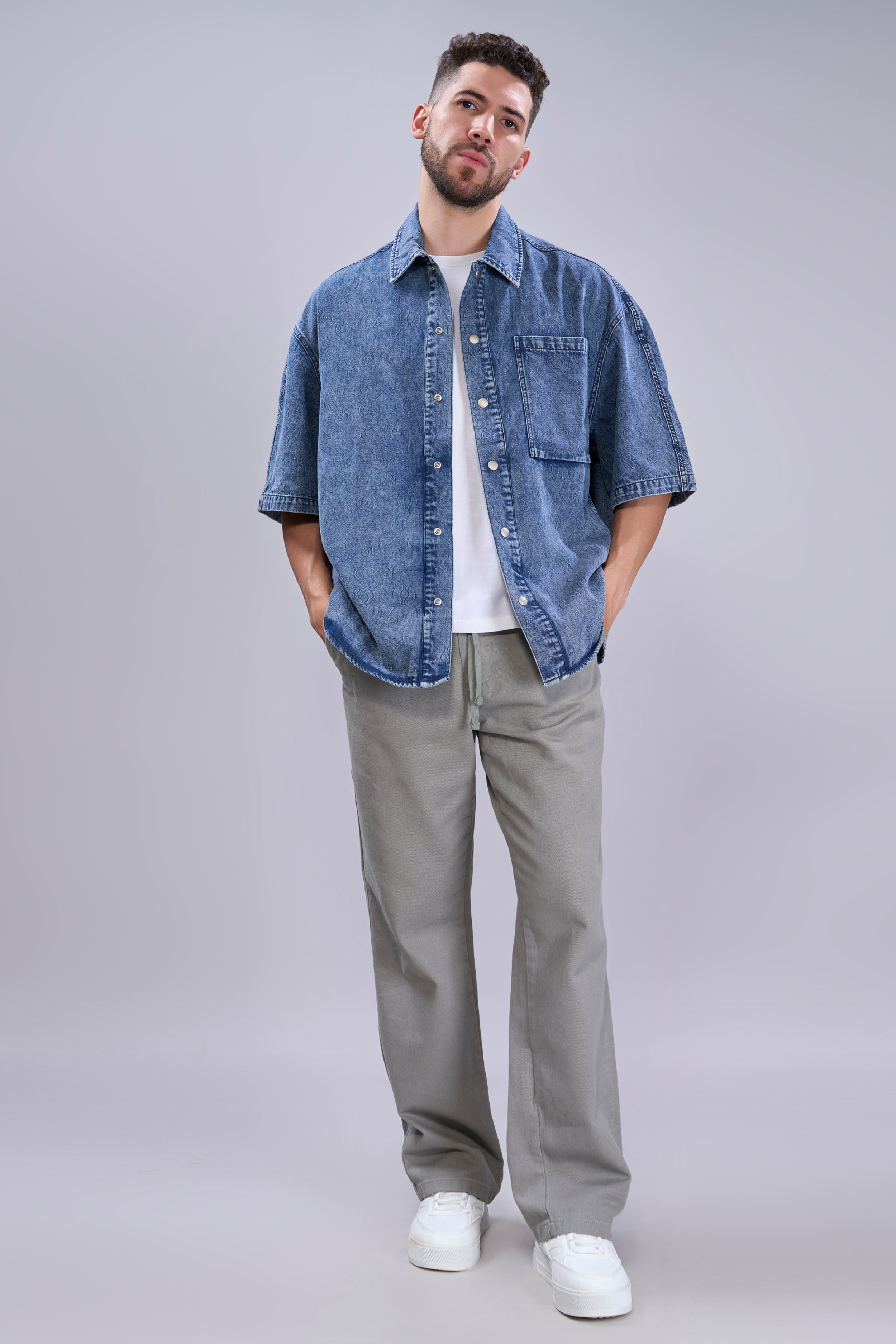 Blue - korean Denim Shirt
