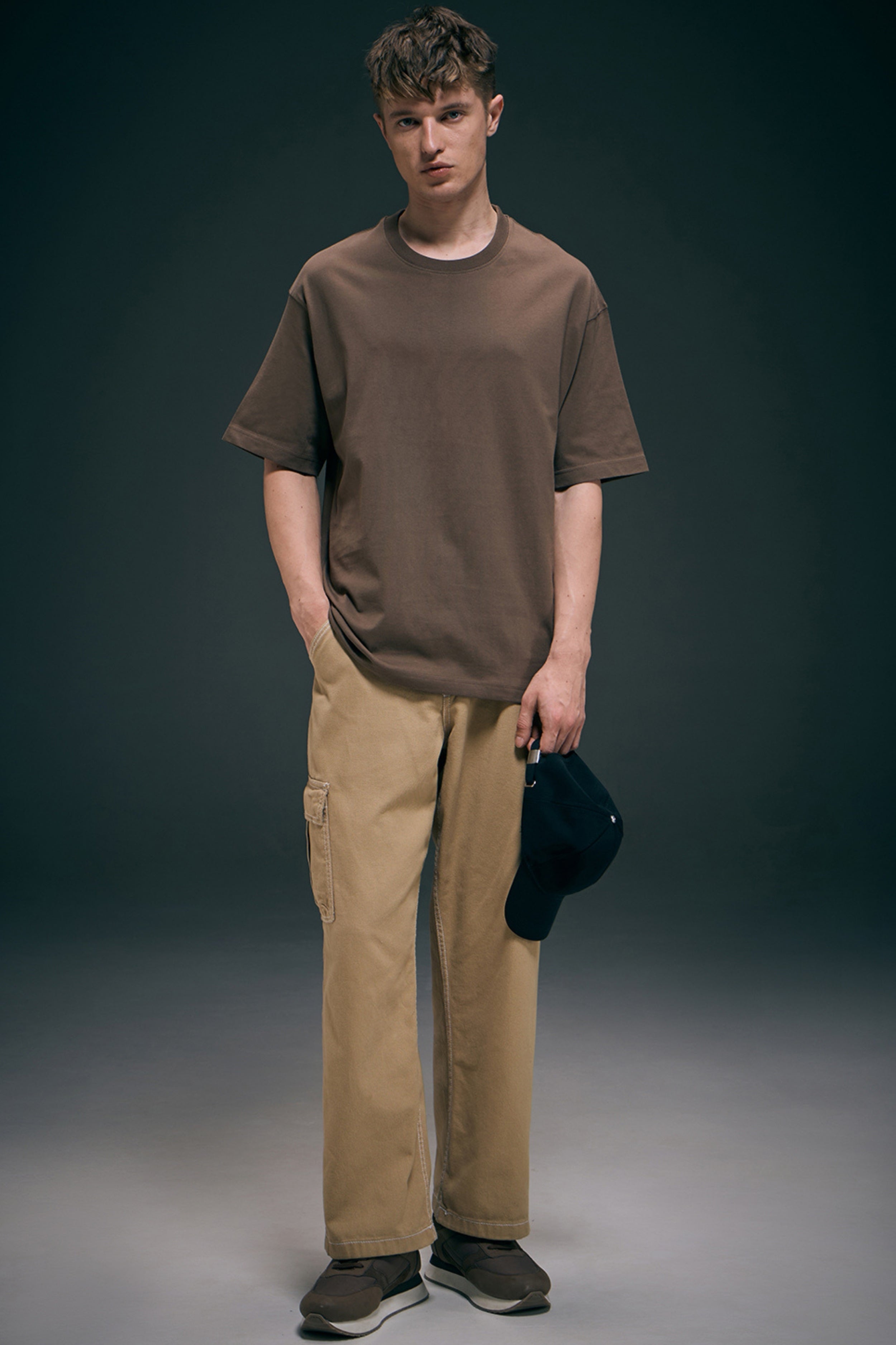 Dark Tan - Oversized drop shoulder