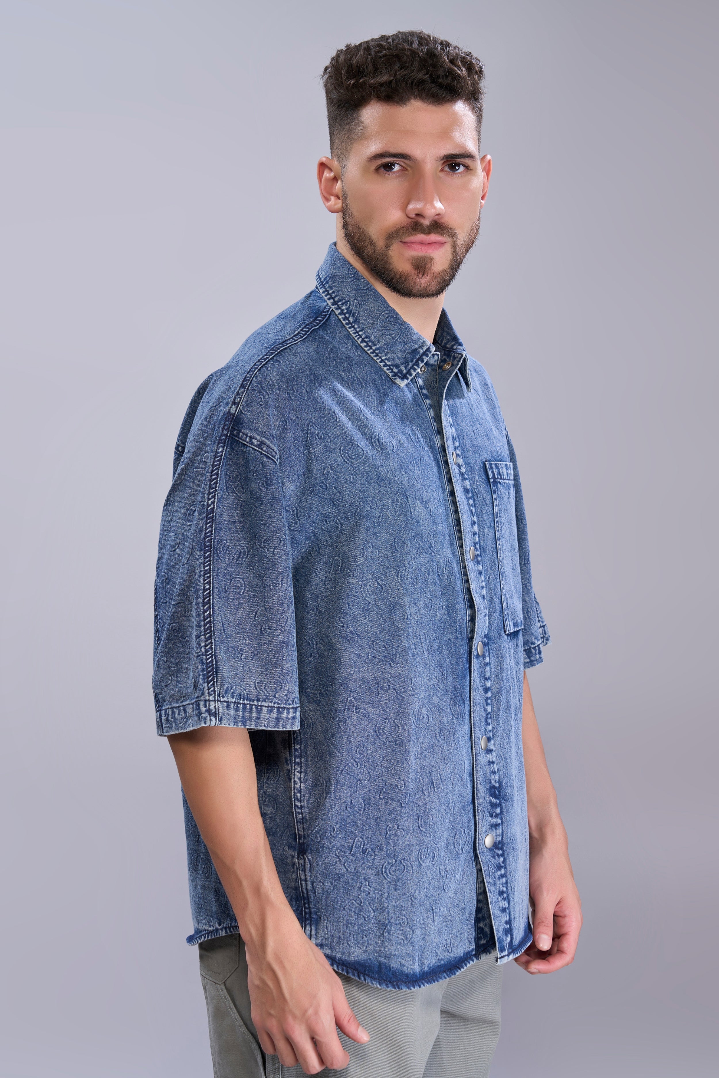 Blue - korean Denim Shirt