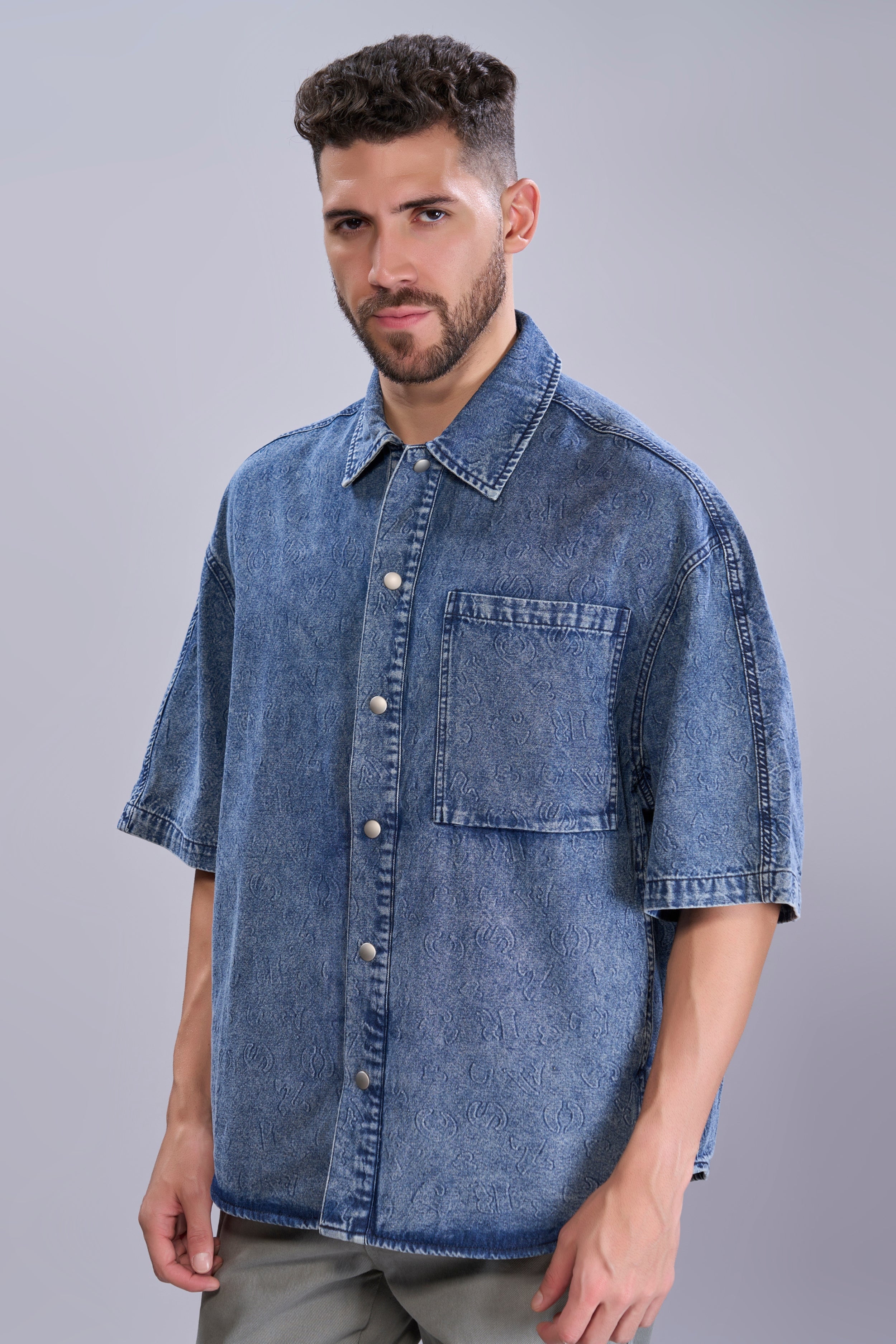 Blue - korean Denim Shirt