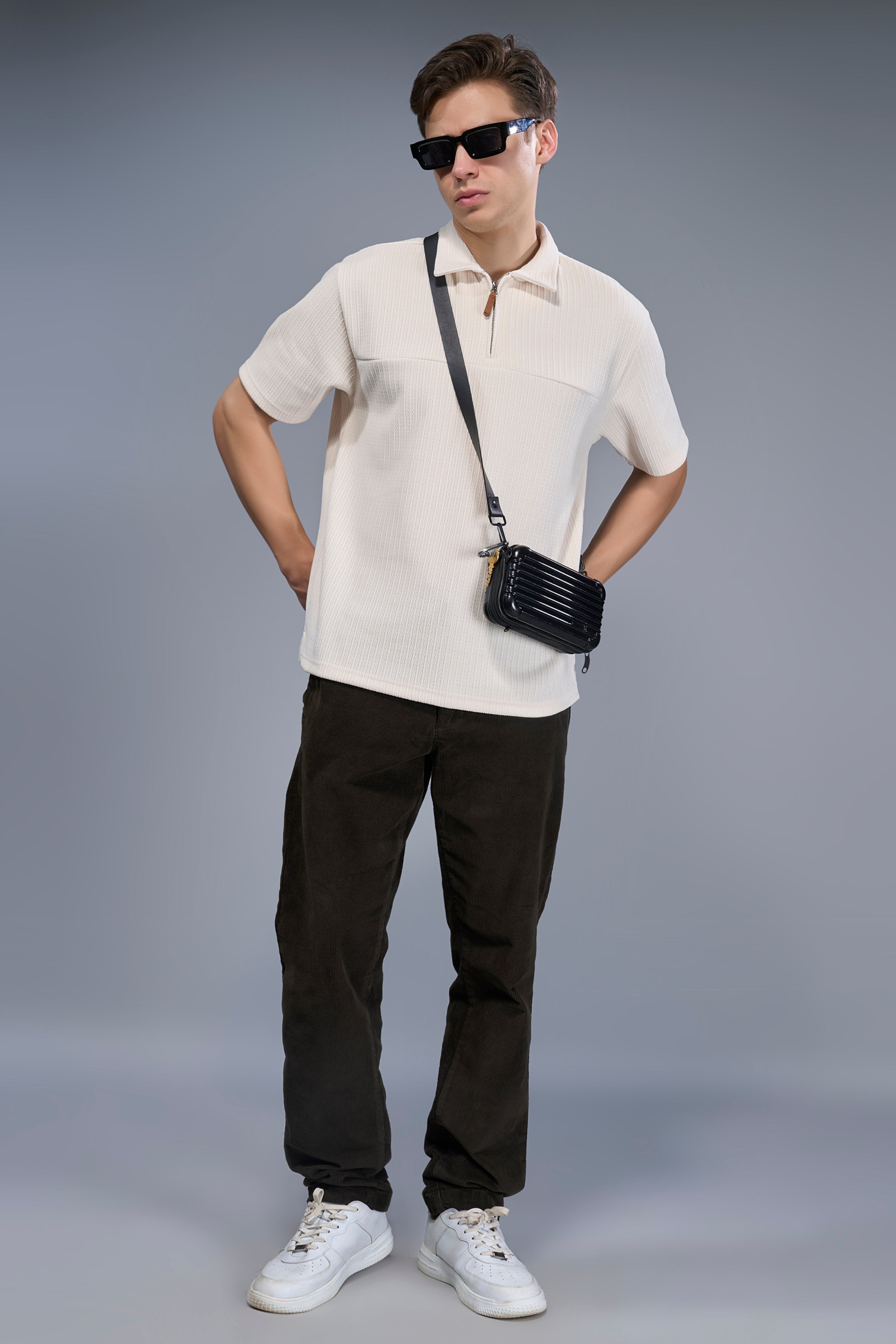 Powder White - Old Money Zip Polo