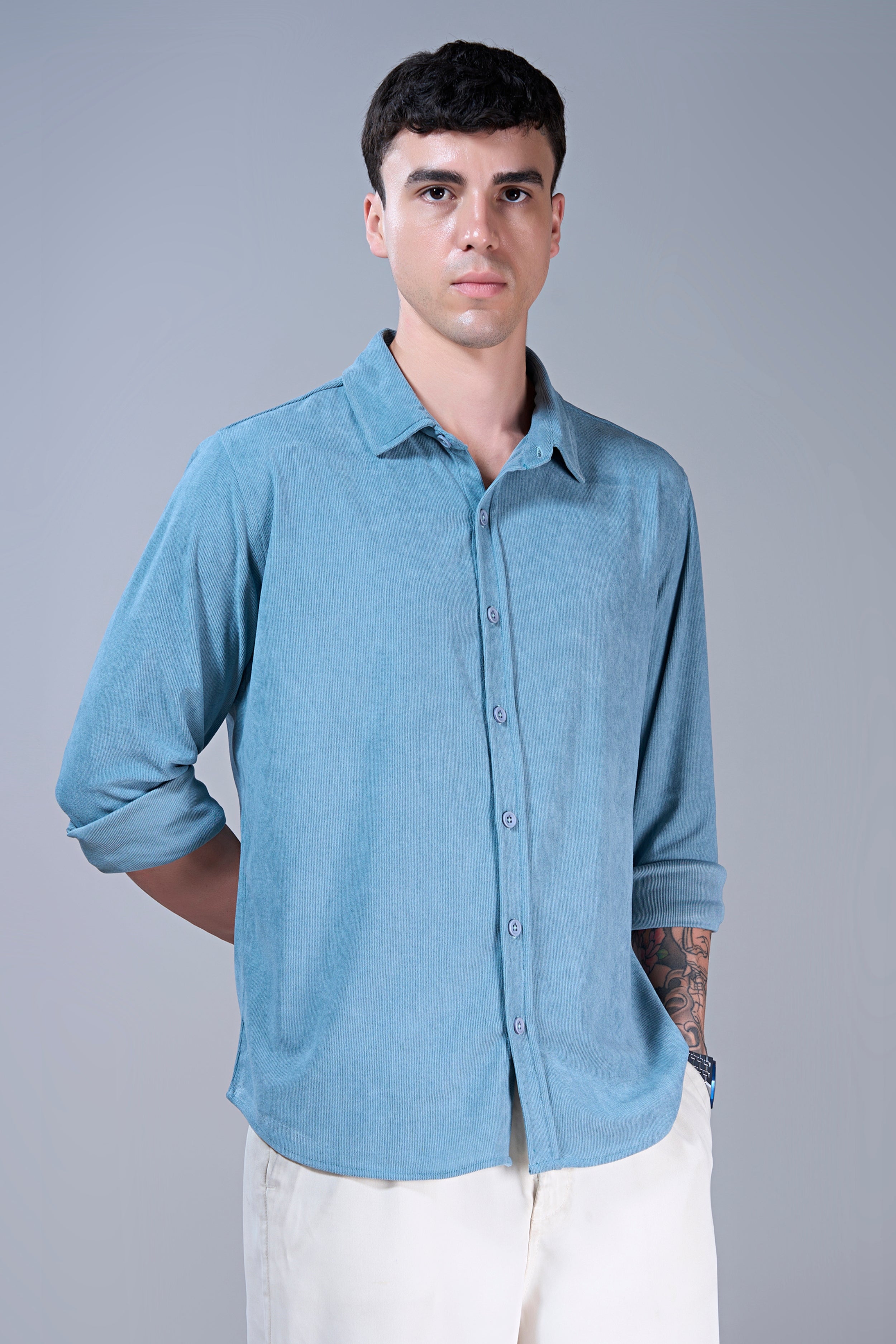 Powder Blue - Corduroy Shirt