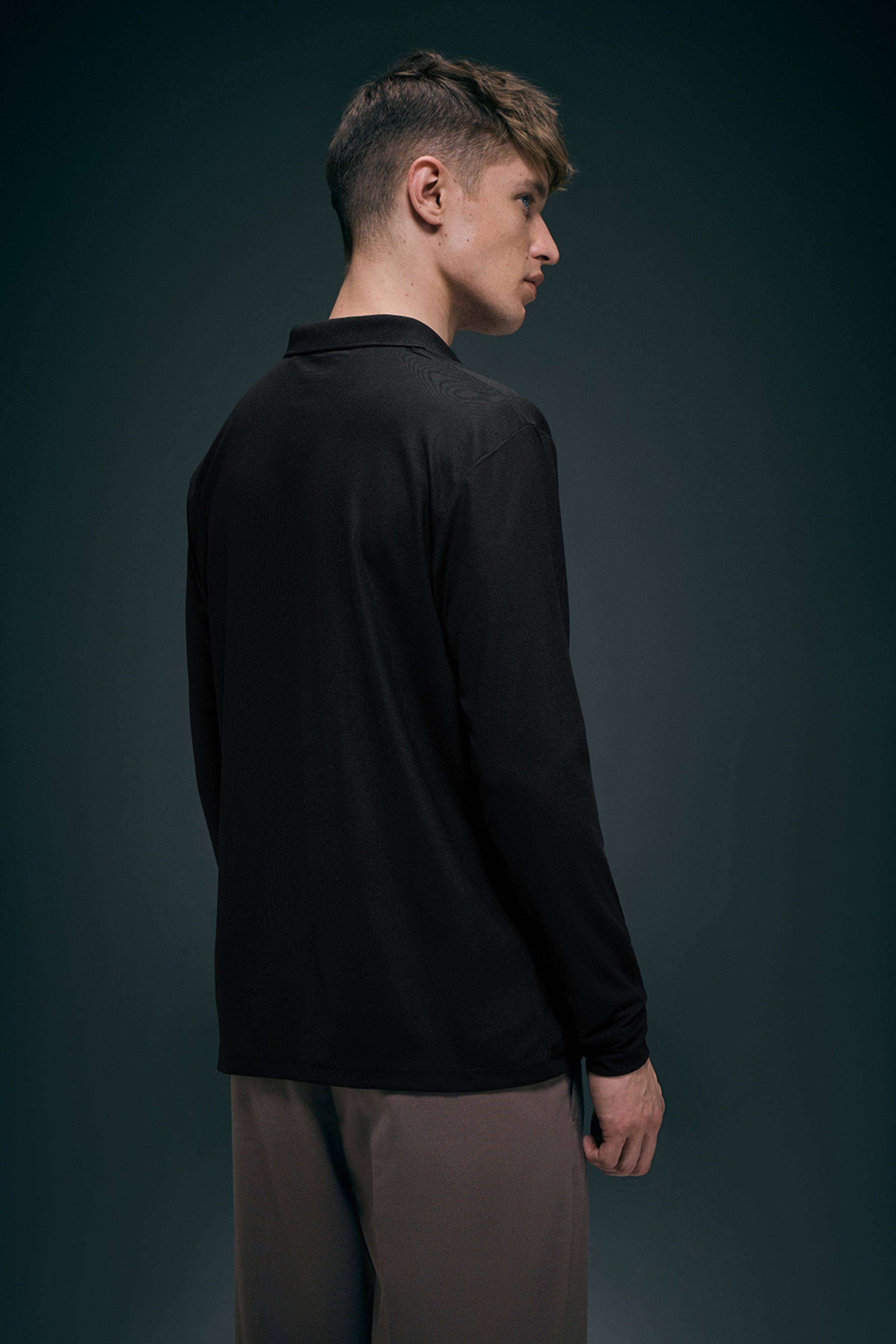 Black Full Sleeve Smart Tech Polo