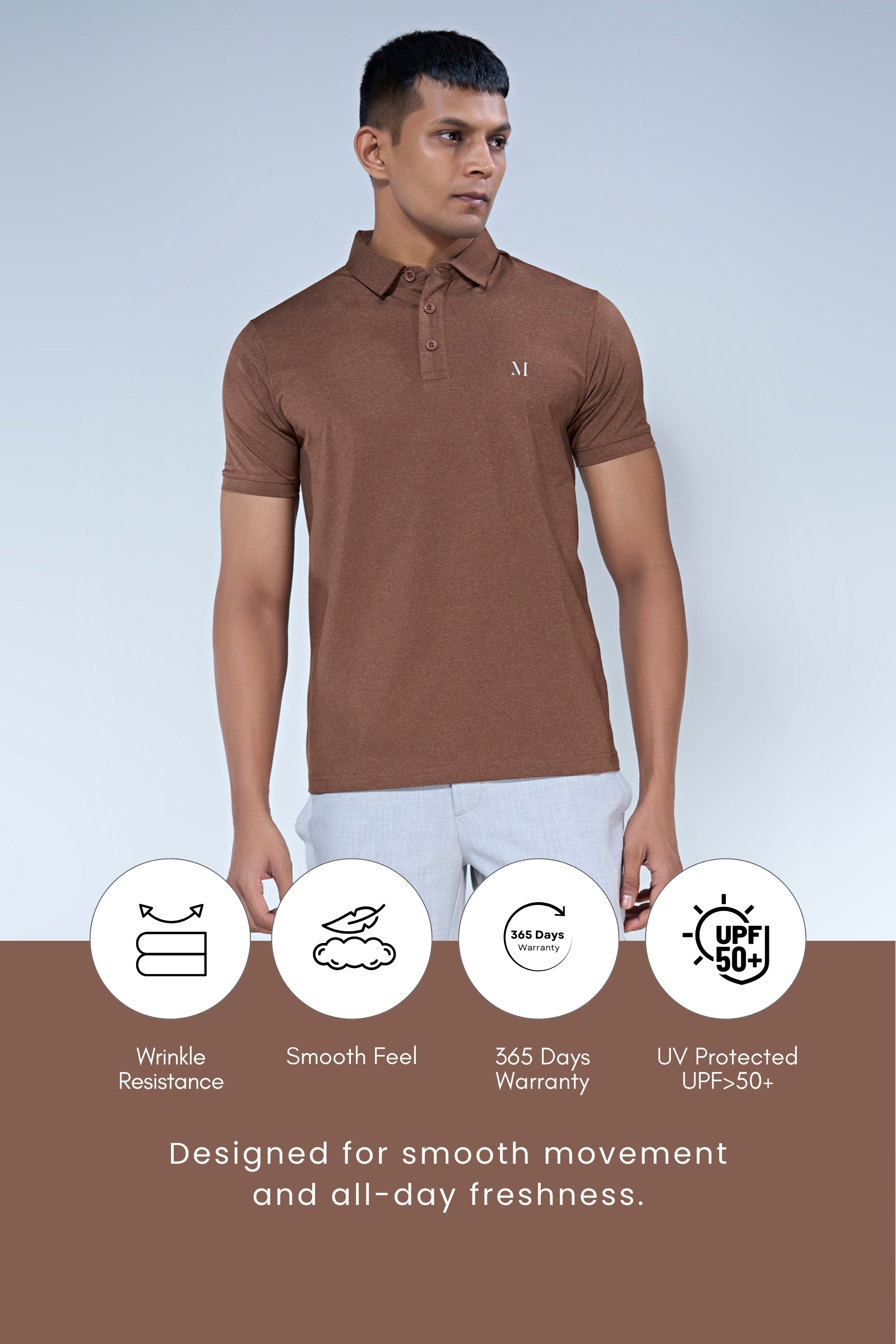 Brown 365 Days Aircool Polo