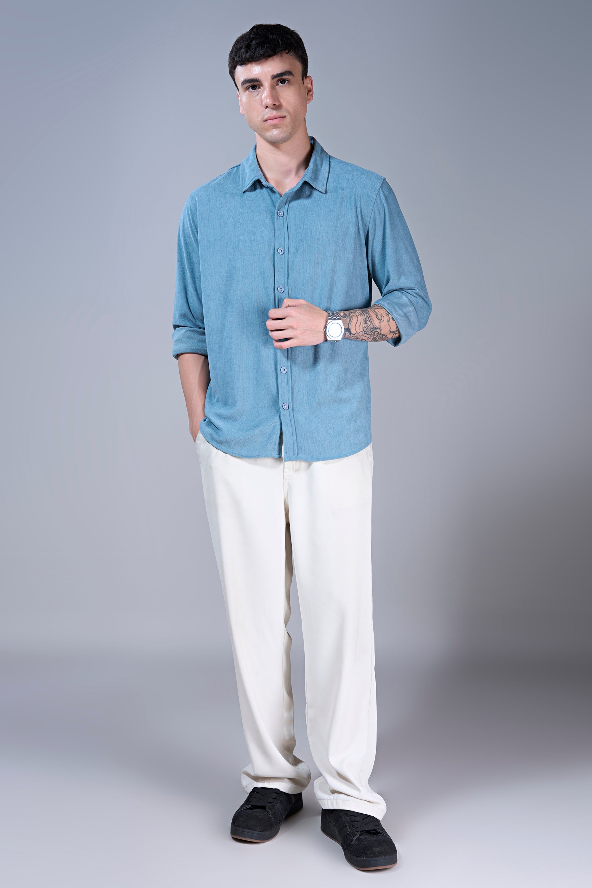 Powder Blue - Corduroy Shirt