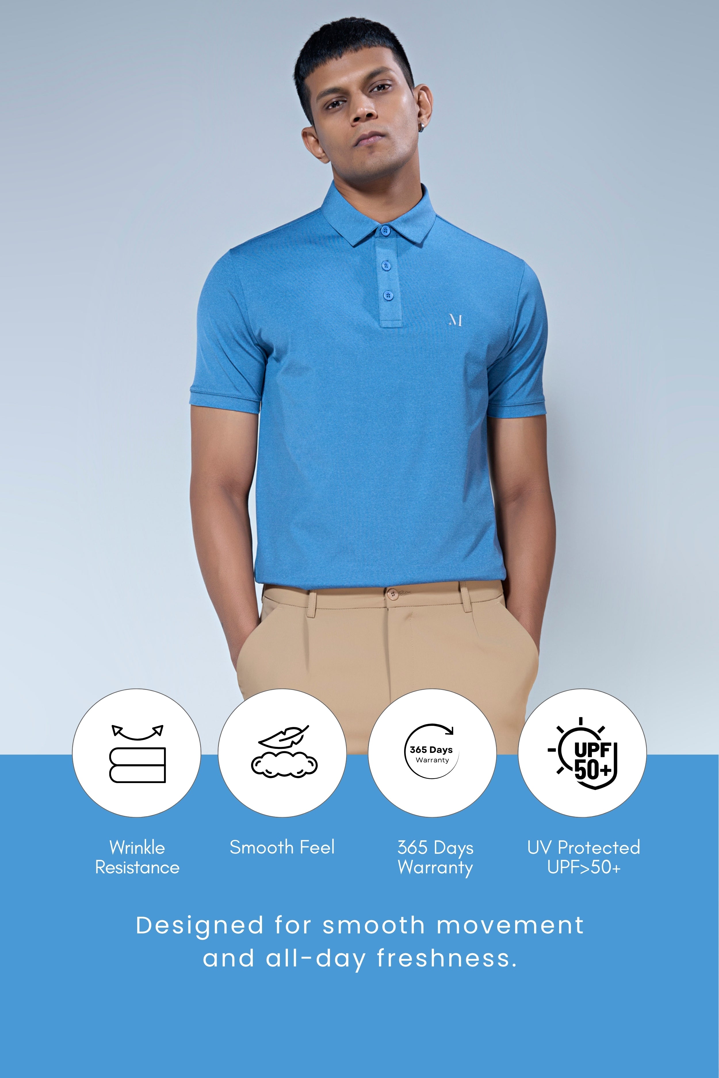 Sky Blue 365 Days Aircool Polo