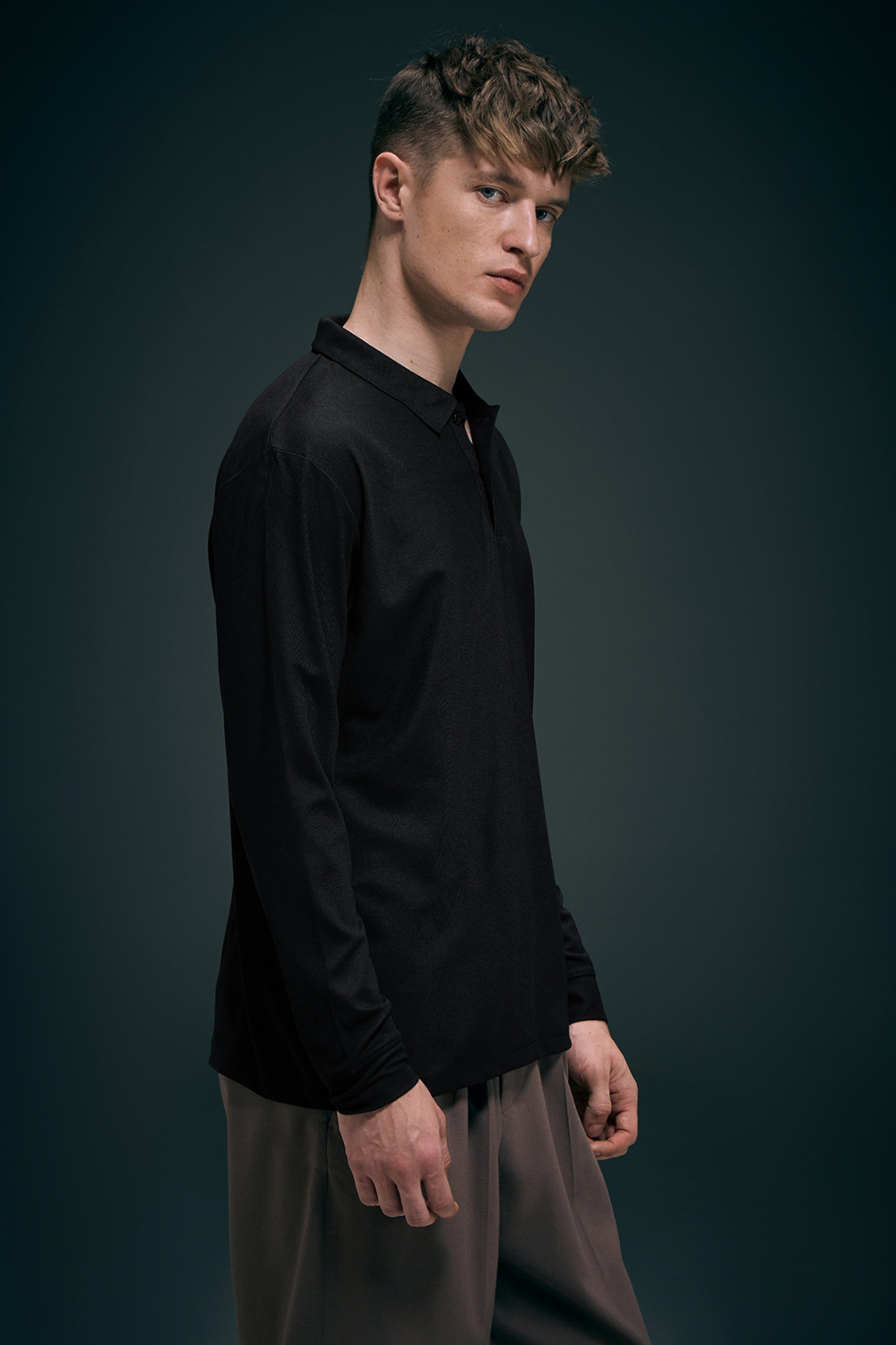 Black Full Sleeve Smart Tech Polo