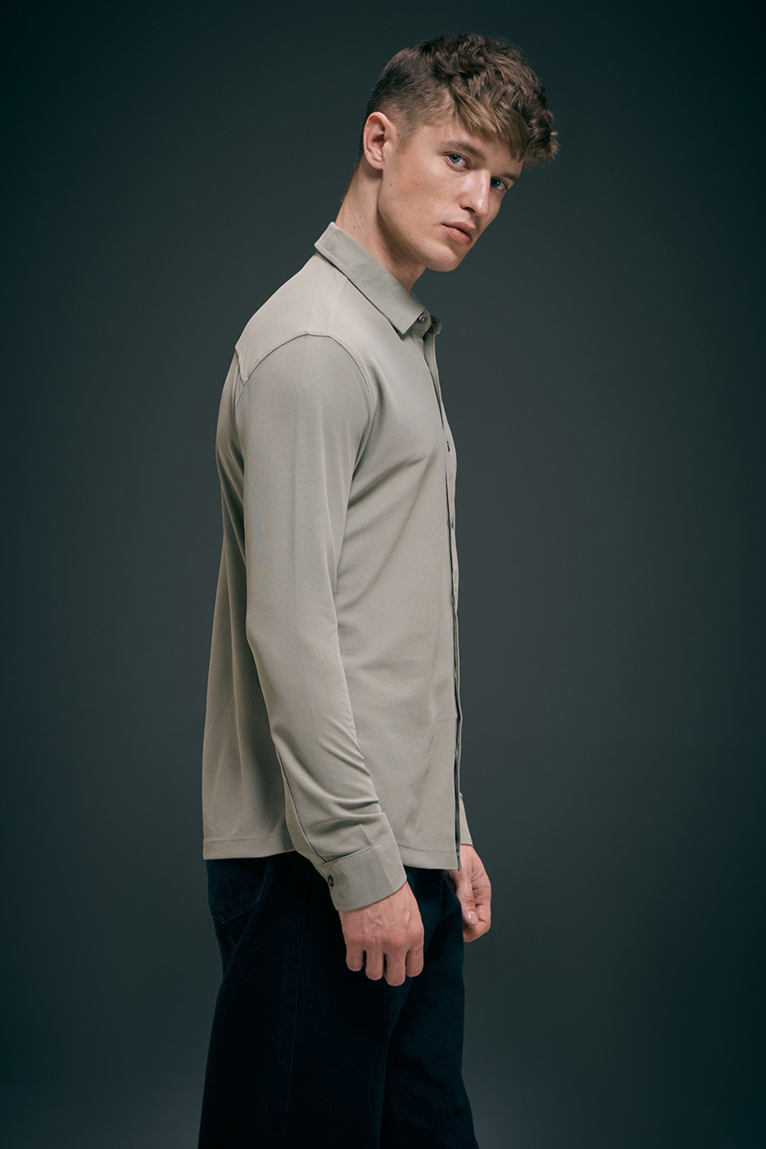 Olive Smart Tech Full Sleeve Shirt