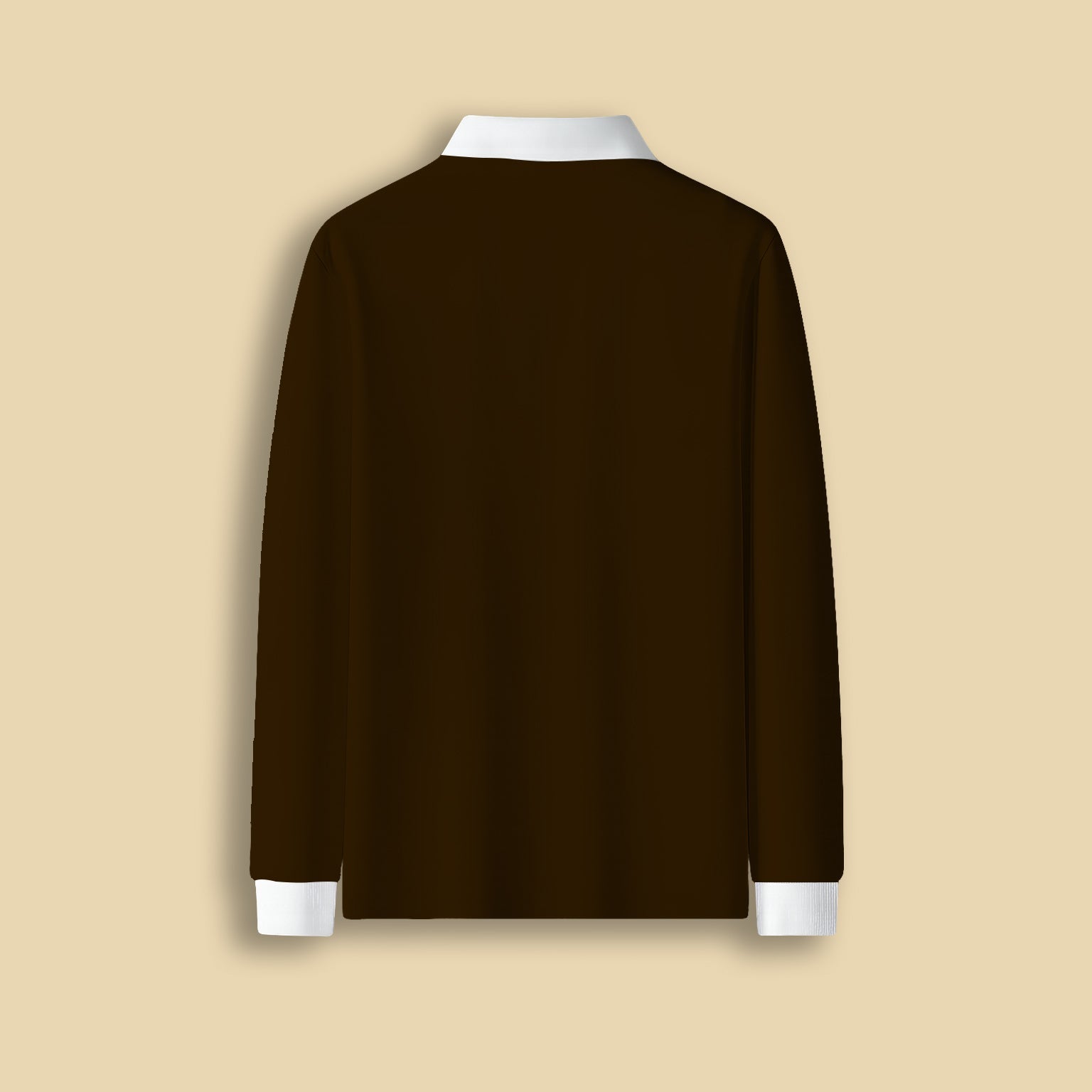 BROWN FULL SLEEVE POLO NECK T-SHIRT