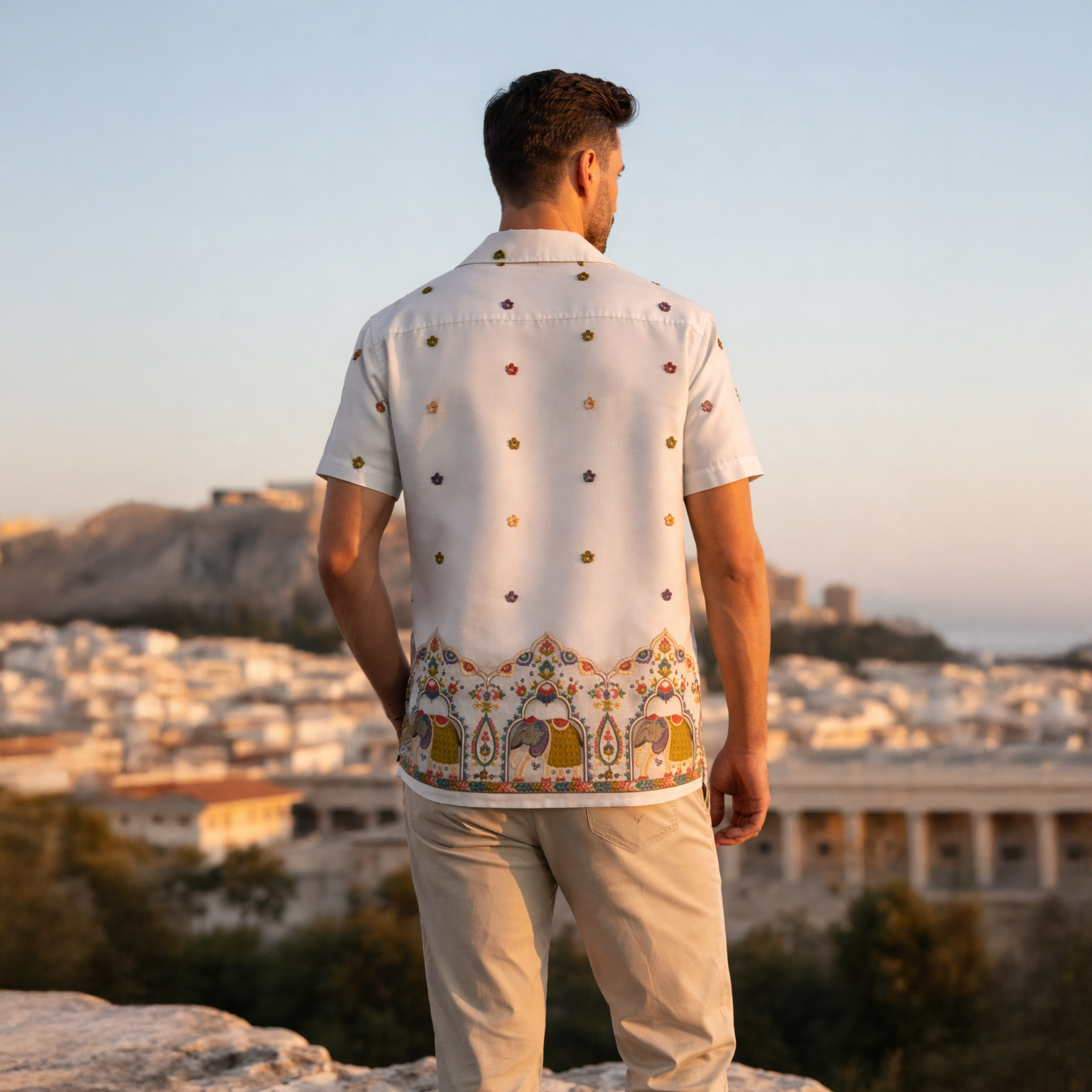 ATHNIC FLORAL EMBROIDERED OVERSIZE SHIRT