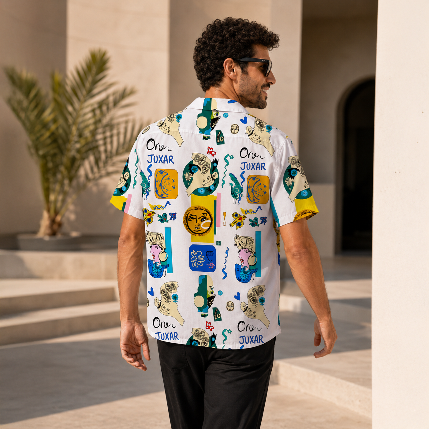 BOHO FACE PRINTED OVERSIZE SHIRT