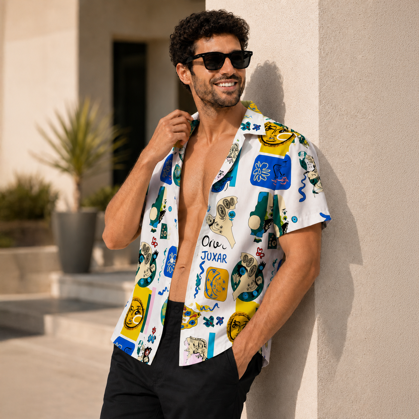 BOHO FACE PRINTED OVERSIZE SHIRT