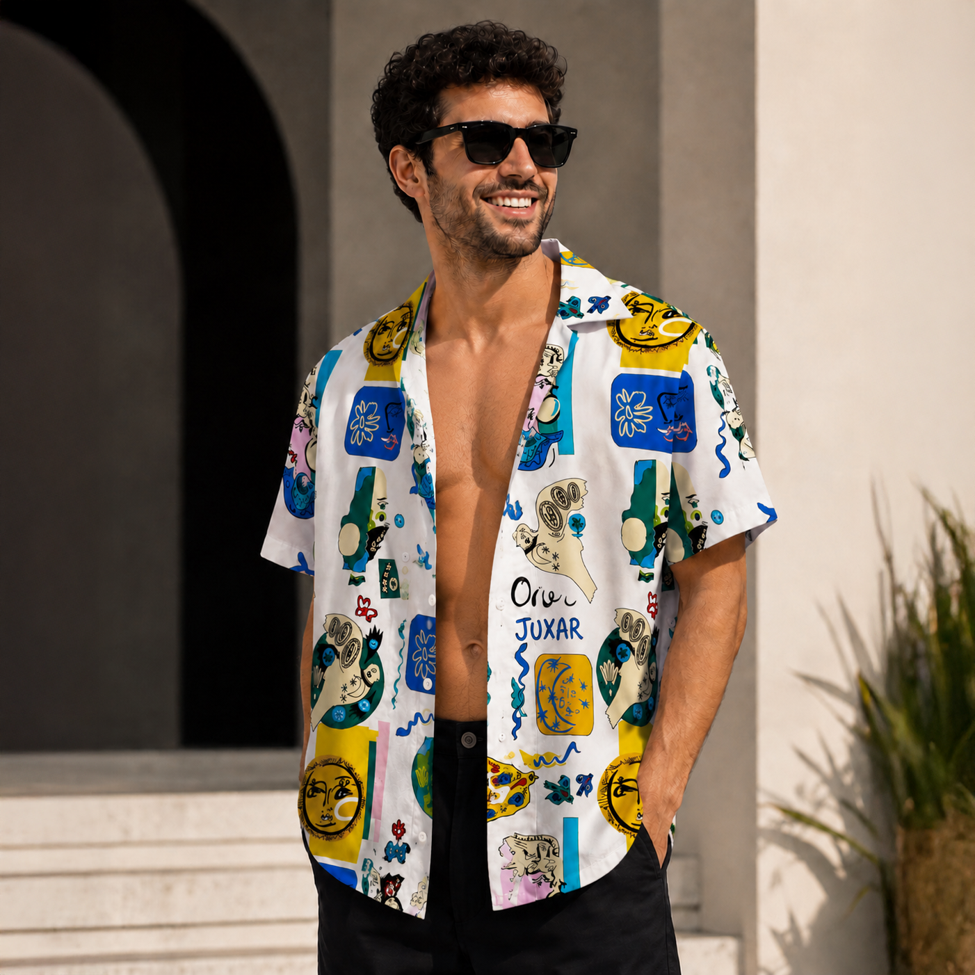 BOHO FACE PRINTED OVERSIZE SHIRT