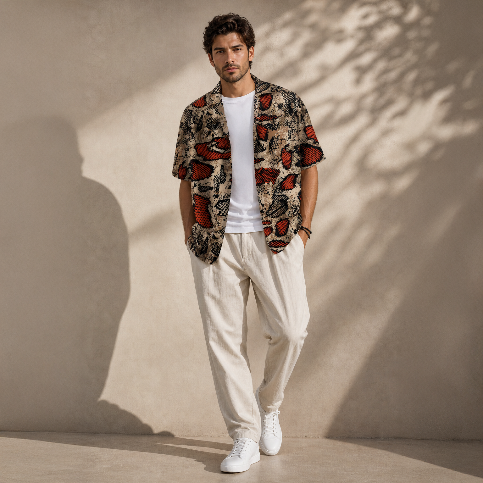STREET SNAKE TEXTURE PRINTED OVERSIZE SHIRT