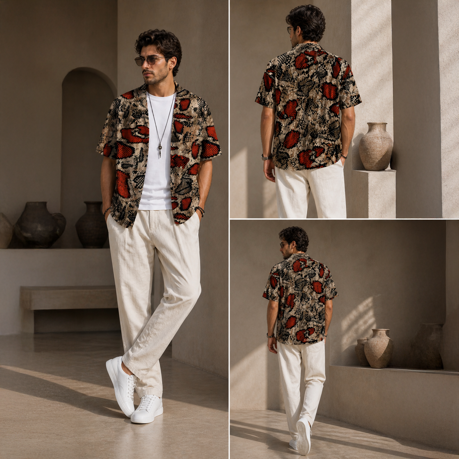 STREET SNAKE TEXTURE PRINTED OVERSIZE SHIRT