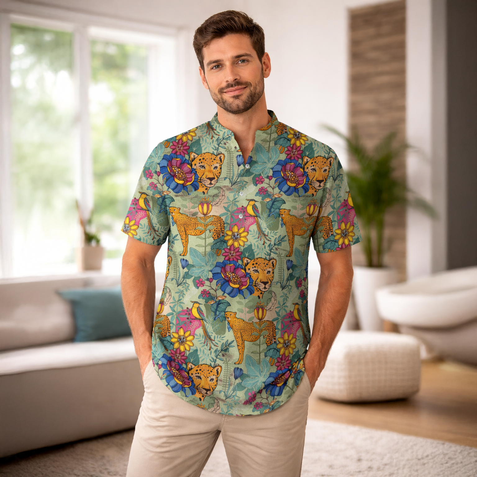 JUNGLE PRINTED KURTA SHIRT