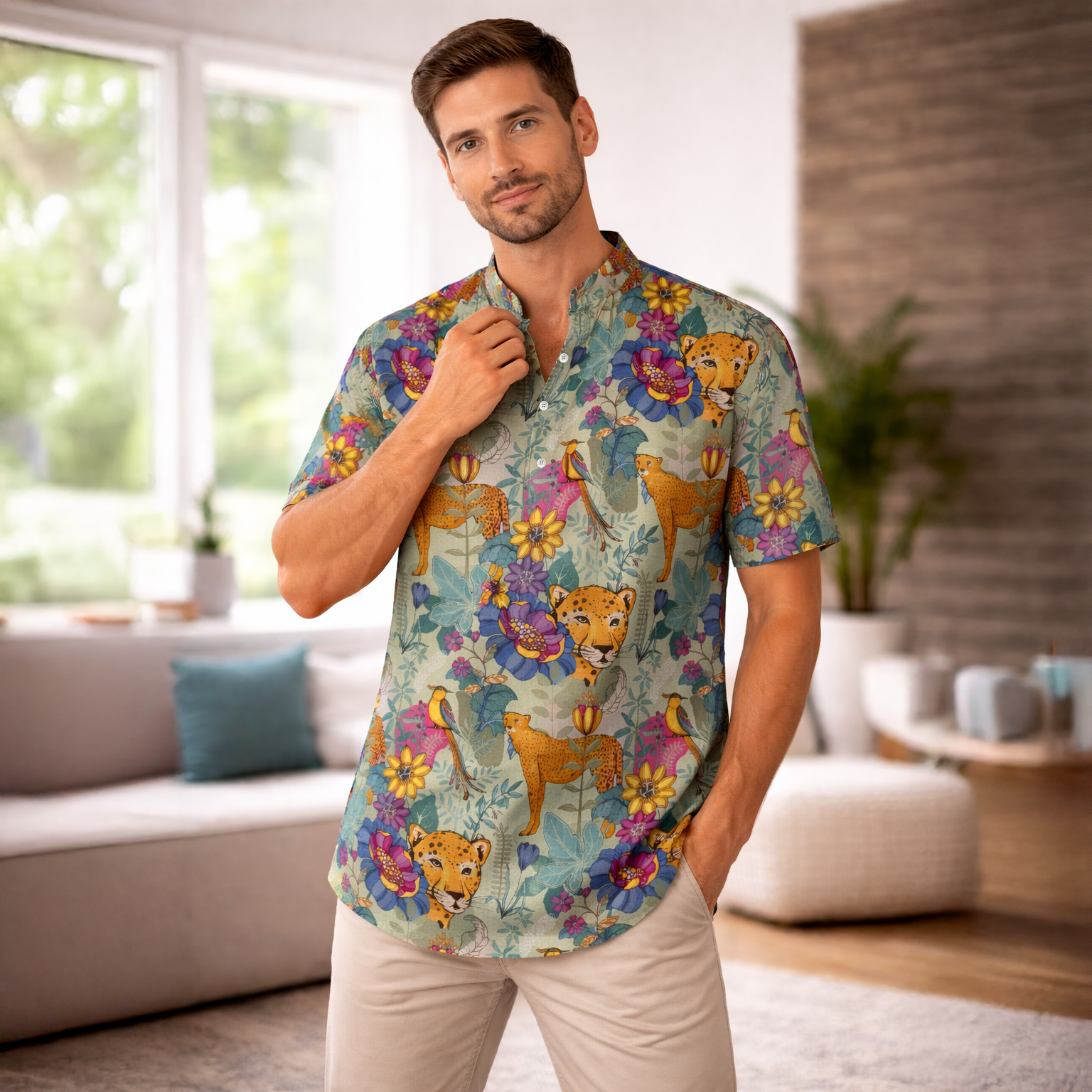 JUNGLE PRINTED KURTA SHIRT
