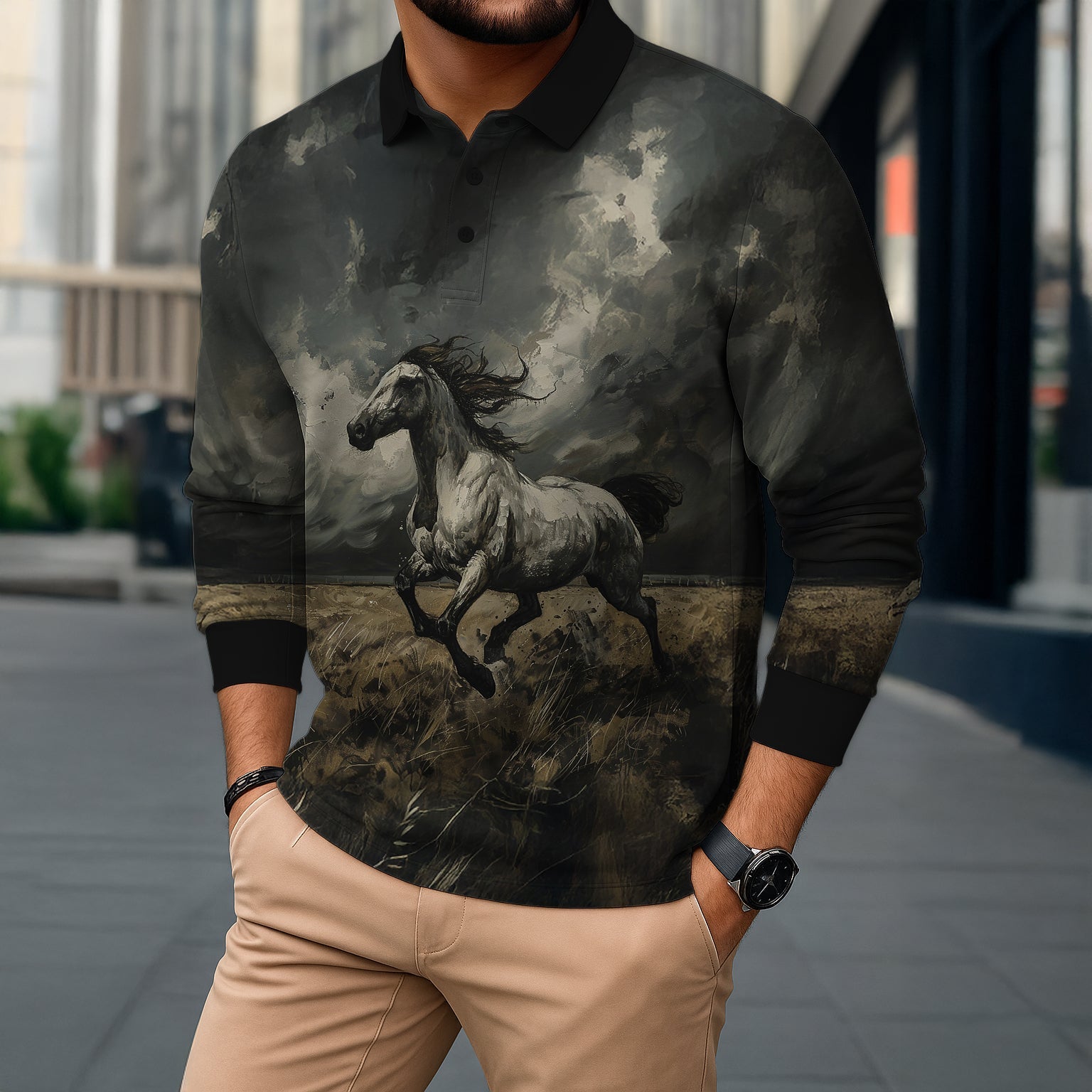 NIGHT RIDER FULL SLEEVE POLO T-SHIRT