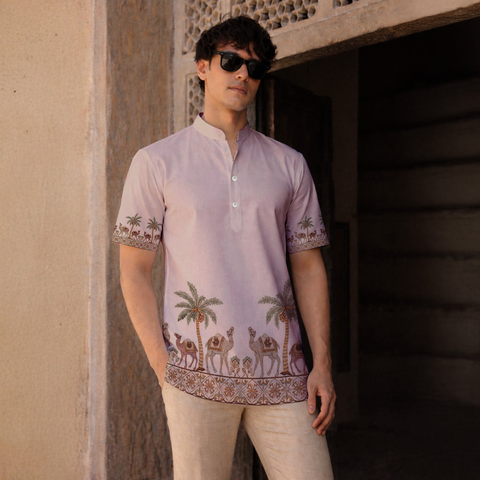 RAJWADI PALM PRINTED KURTA SHIRT