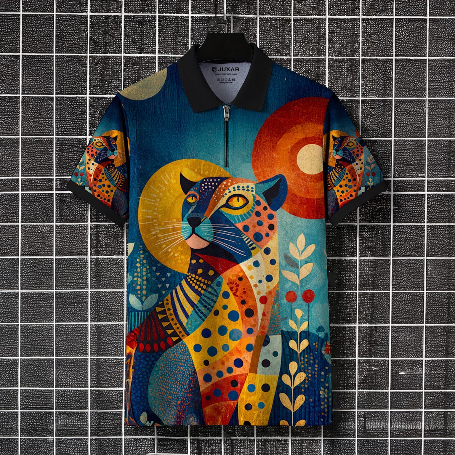 SOLAR PANTHER ZIPPER POLO T-SHIRT