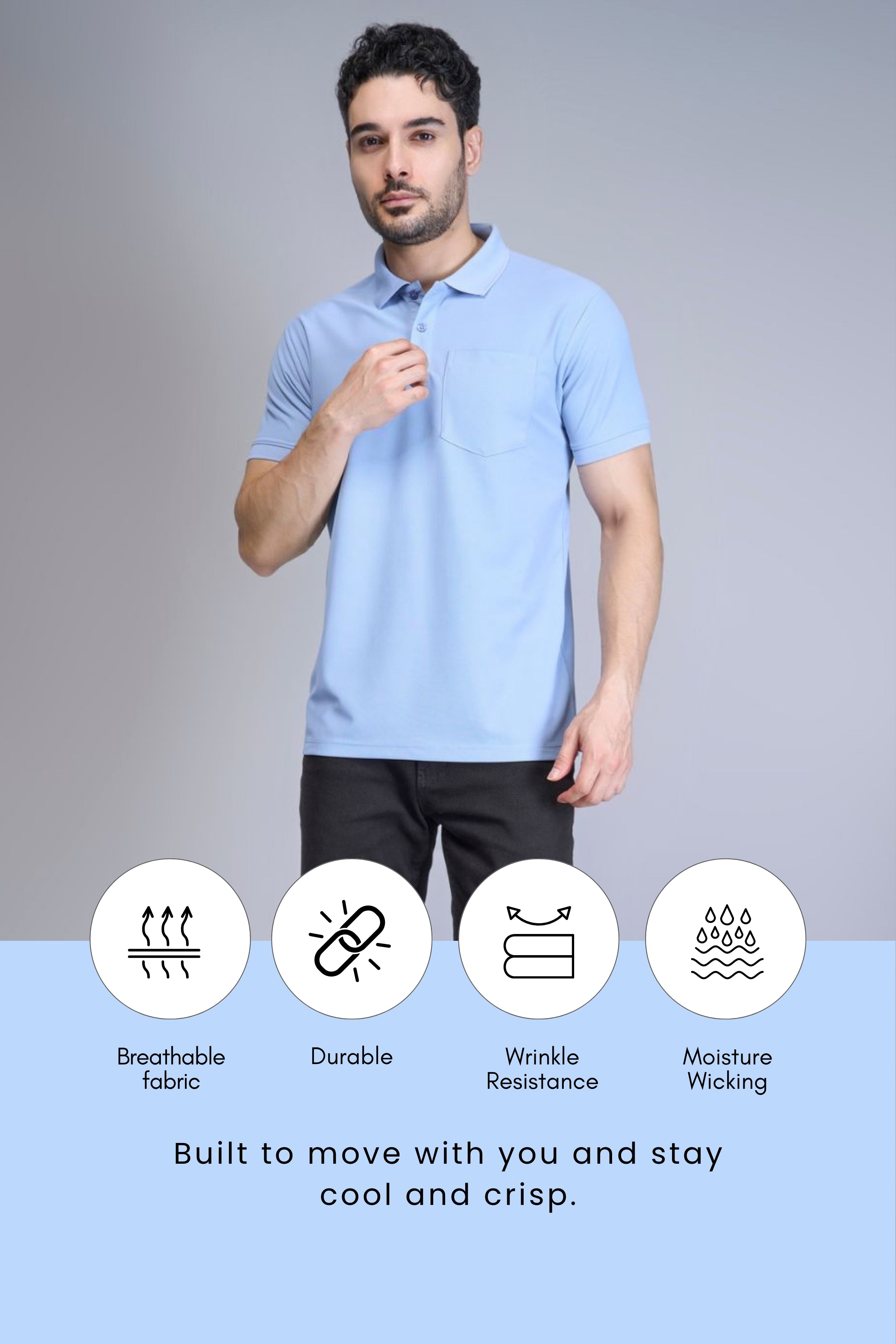 Light Blue Smart Tech Pocket + Polo