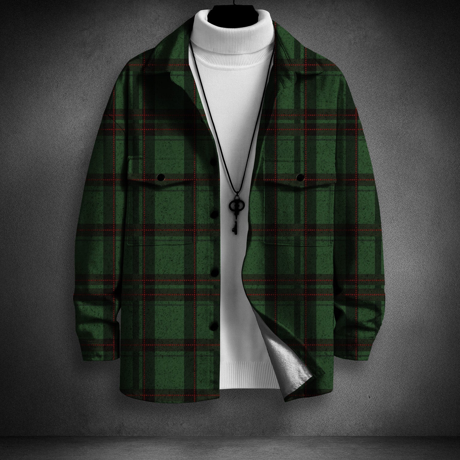 GREEN CHECK FLANNEL SHIRT