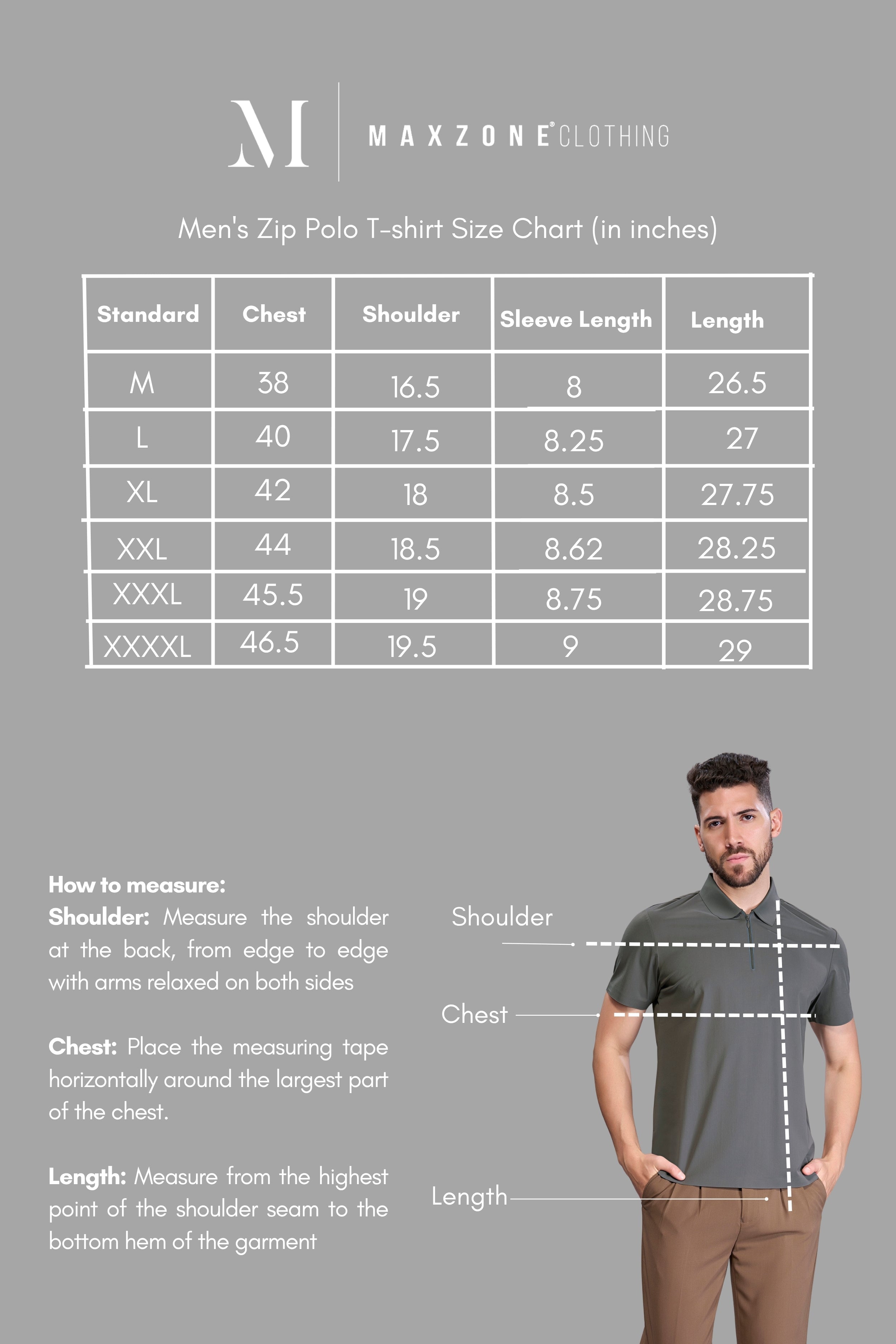 Dark Grey - Stitchless Zip Polo T-shirt