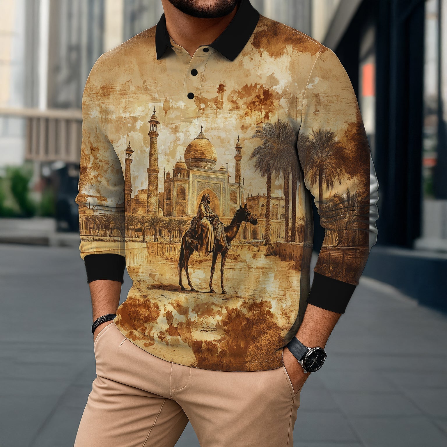 DESERT GLORY FULL SLEEVE POLO T-SHIRT