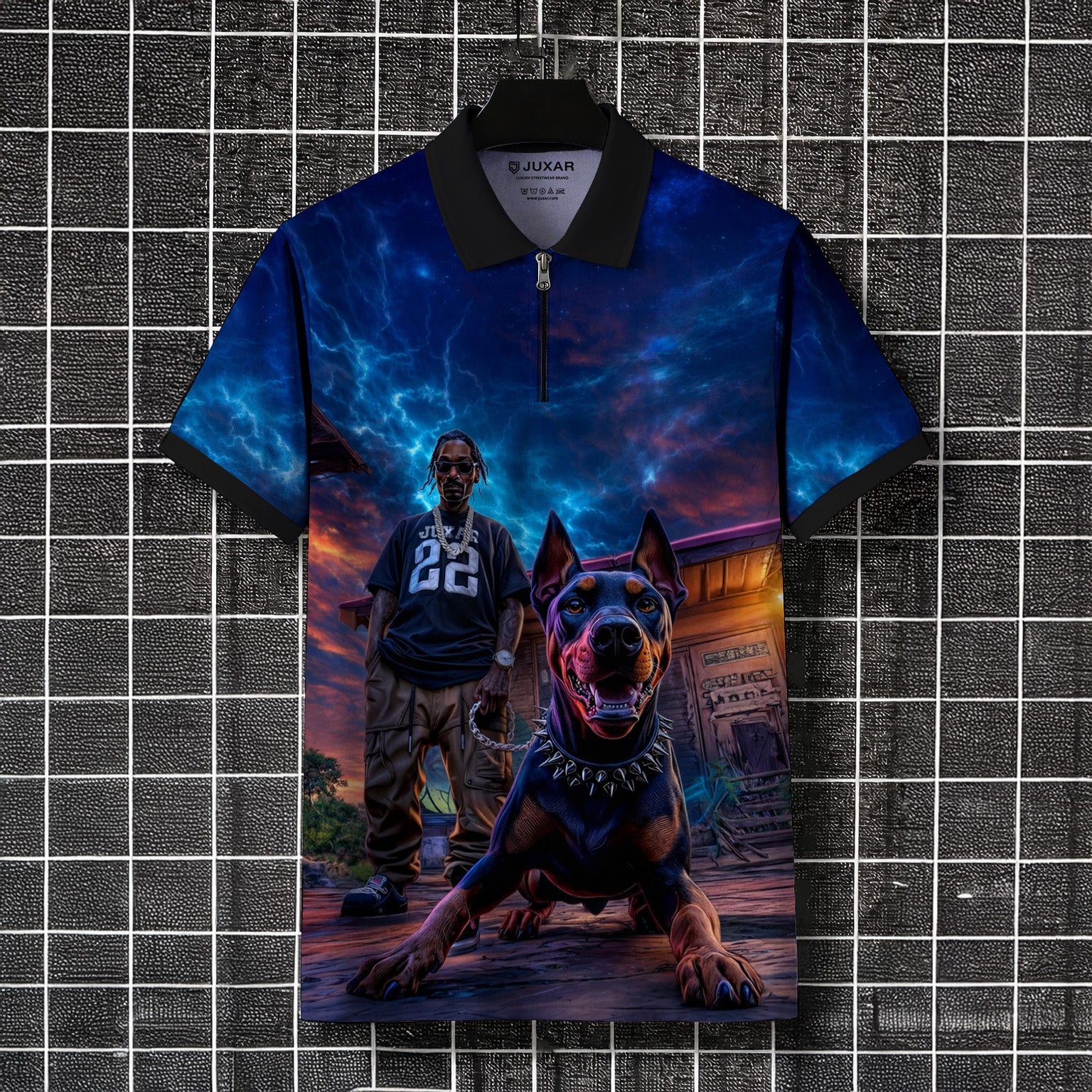 URBAN ALPHA MODE ZIPPER POLO T-SHIRT