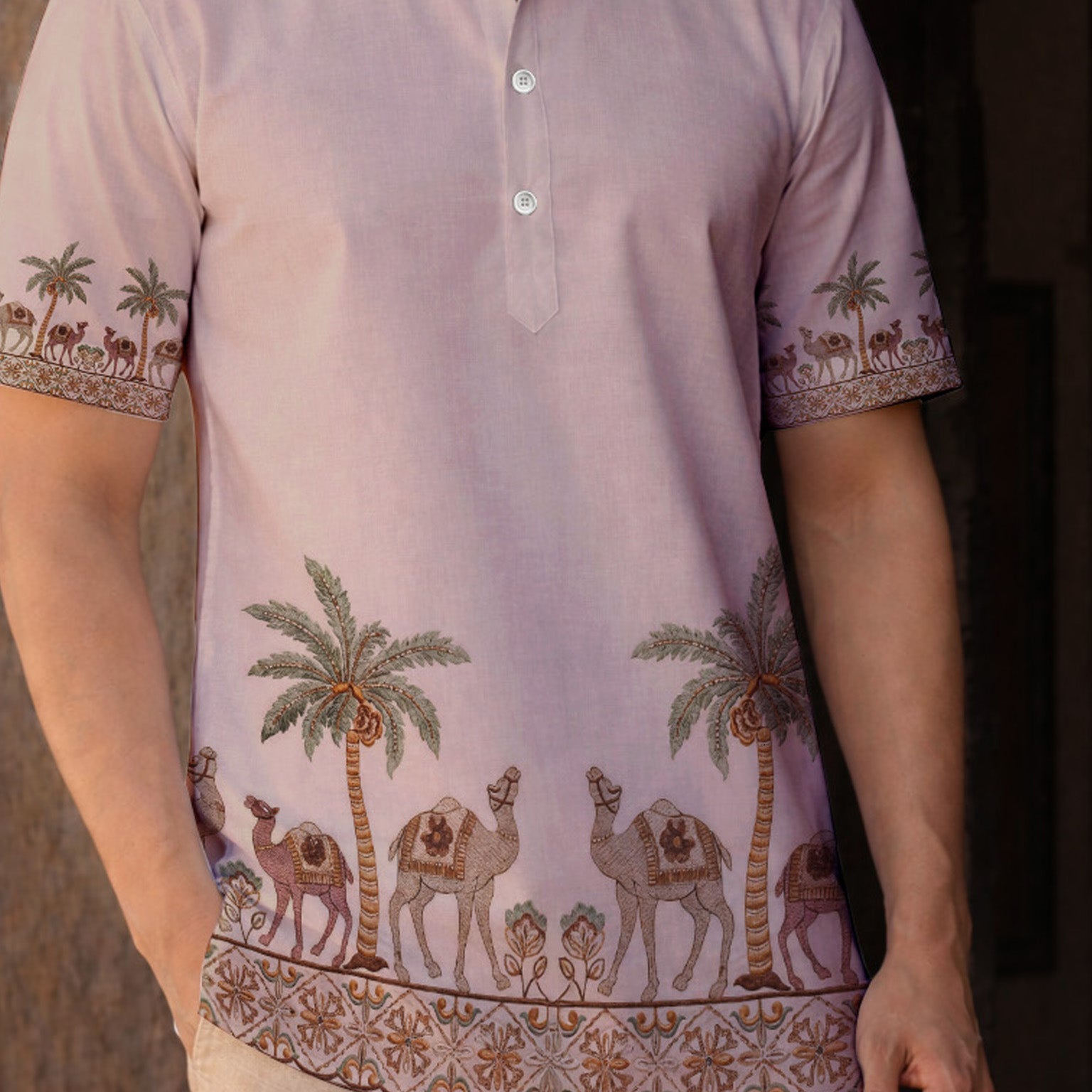 RAJWADI PALM PRINTED KURTA SHIRT