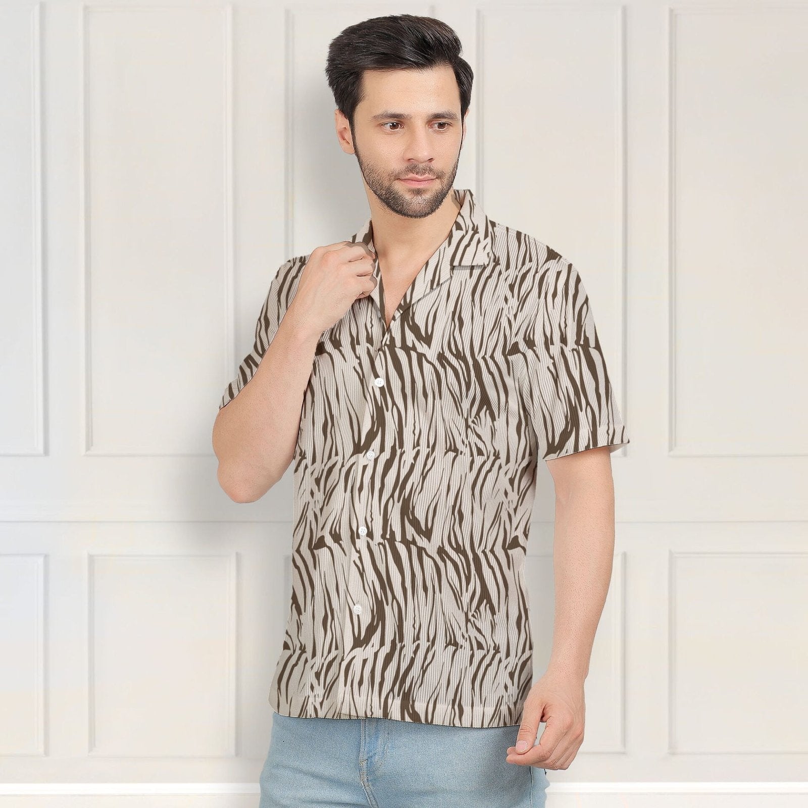 WHITE TIGER CORDUROY PRINTED SHIRT