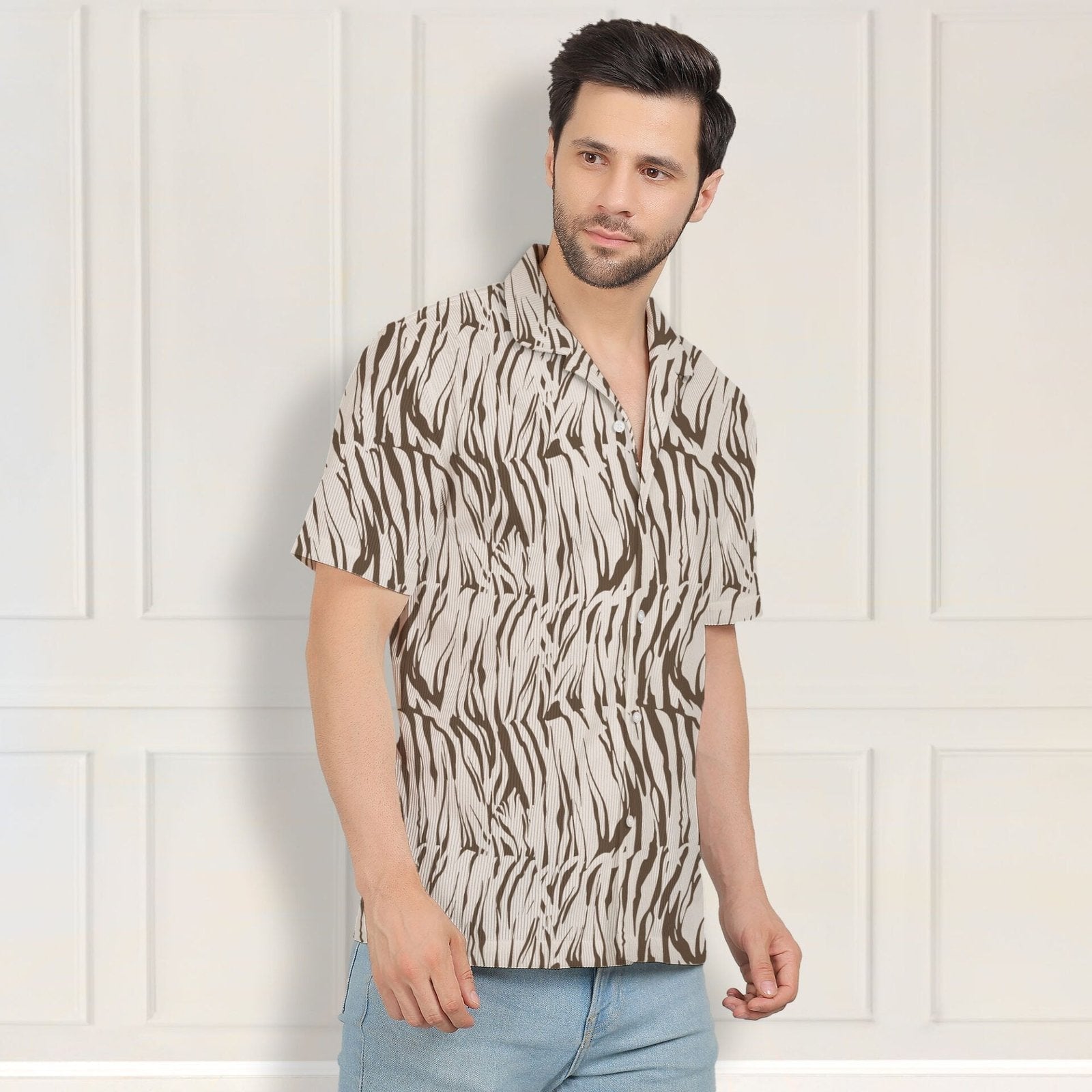 WHITE TIGER CORDUROY PRINTED SHIRT
