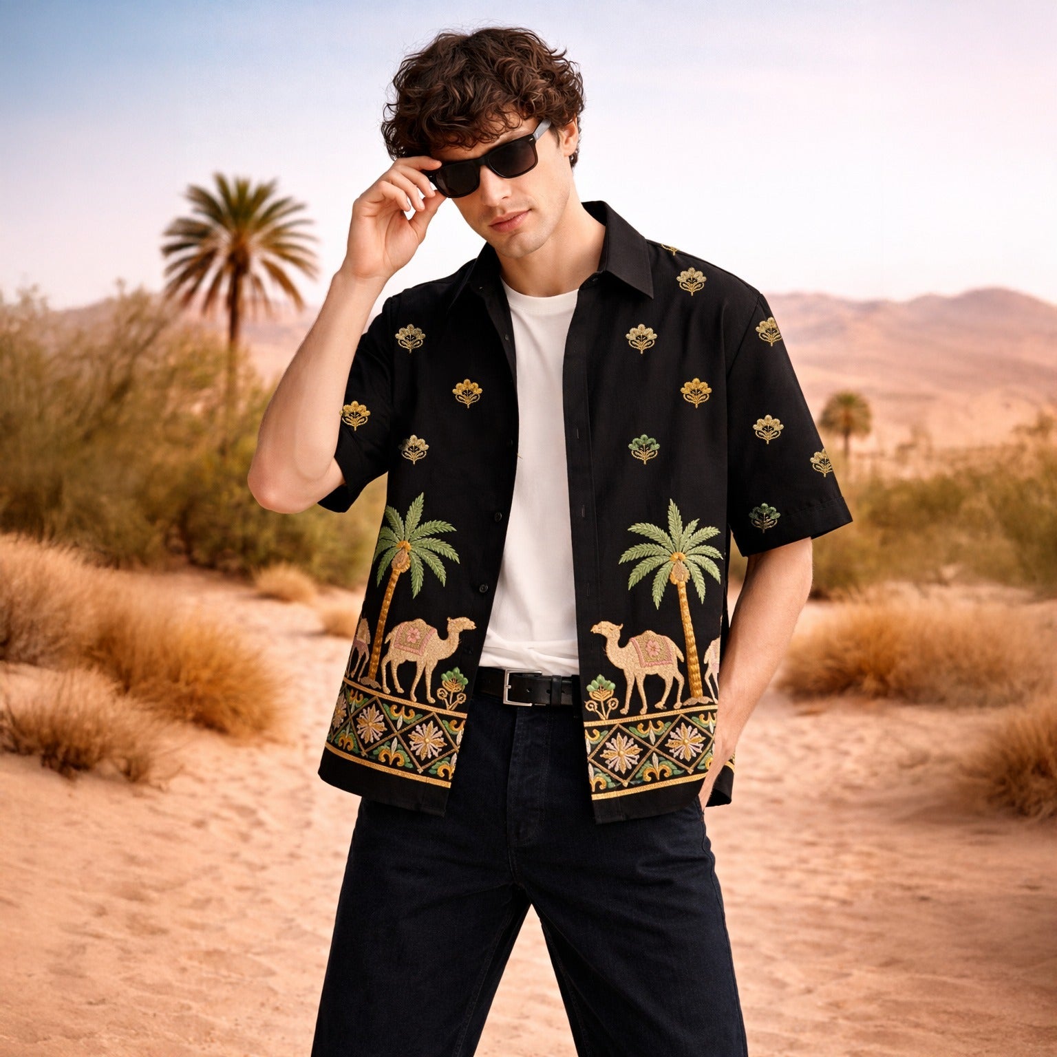 DESERT CULTURE EMBROIDERED OVERSIZE SHIRT