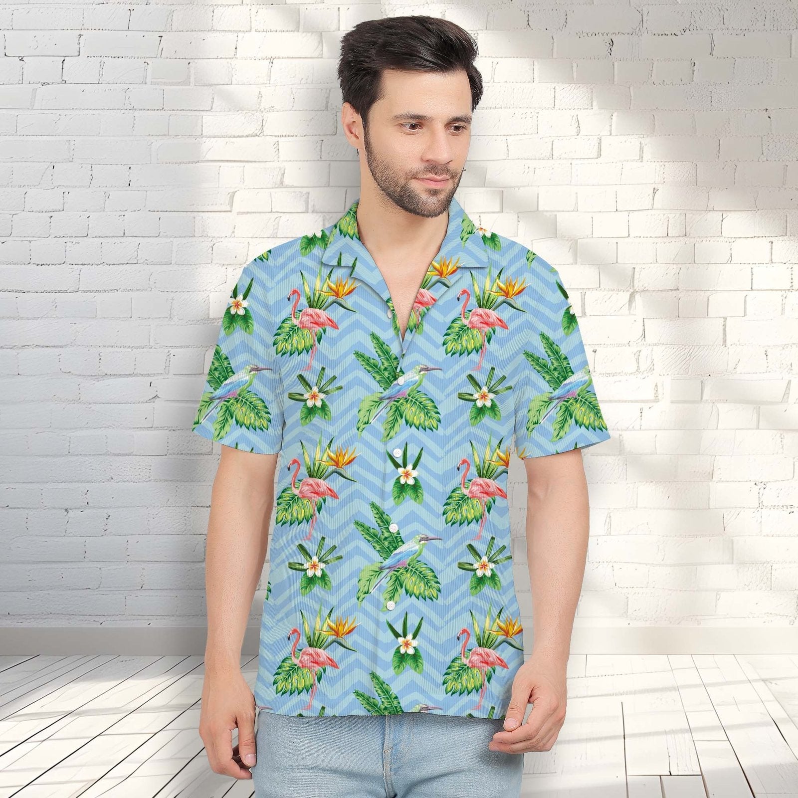 ZIG ZAG BIRDS CORDUROY PRINTED SHIRT