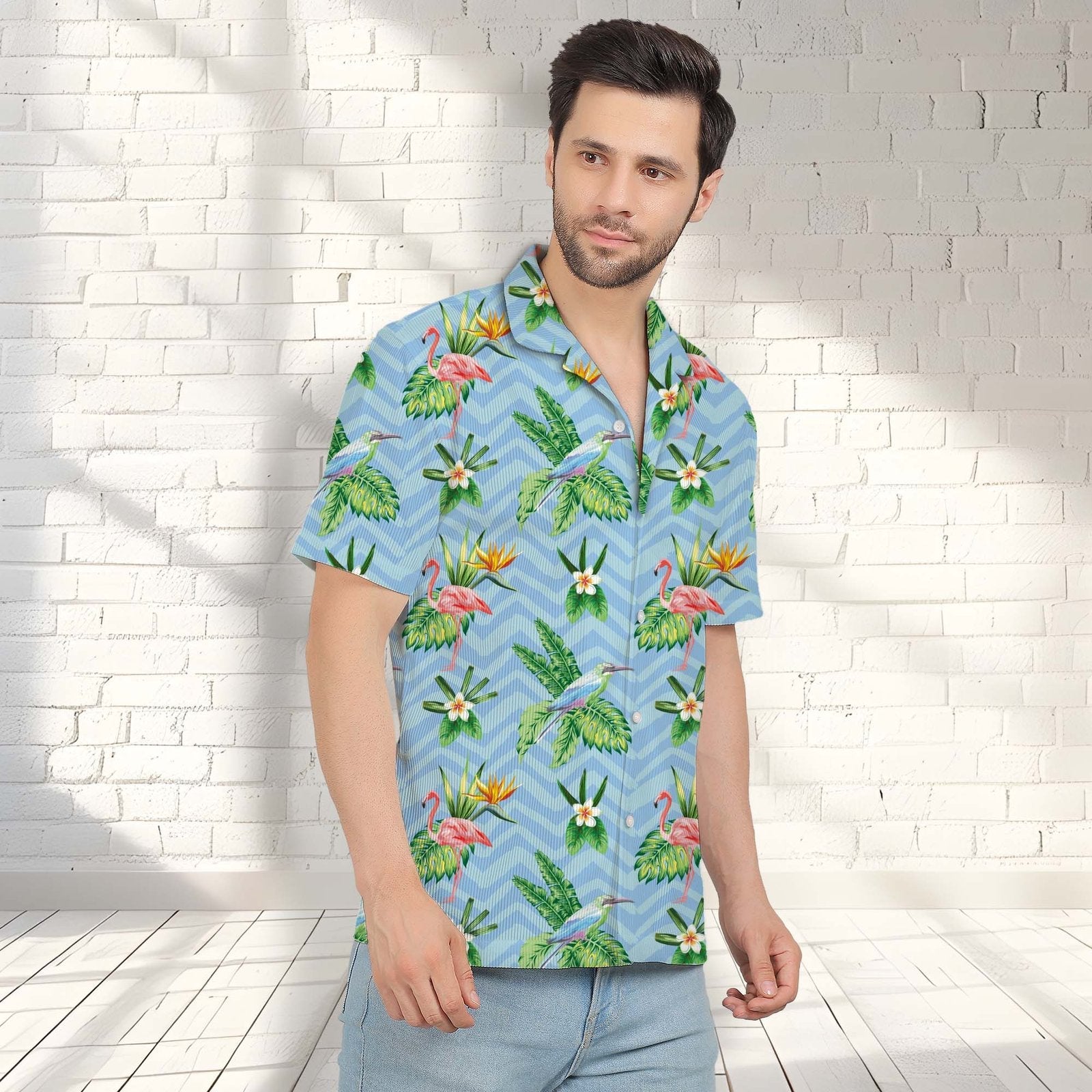 ZIG ZAG BIRDS CORDUROY PRINTED SHIRT