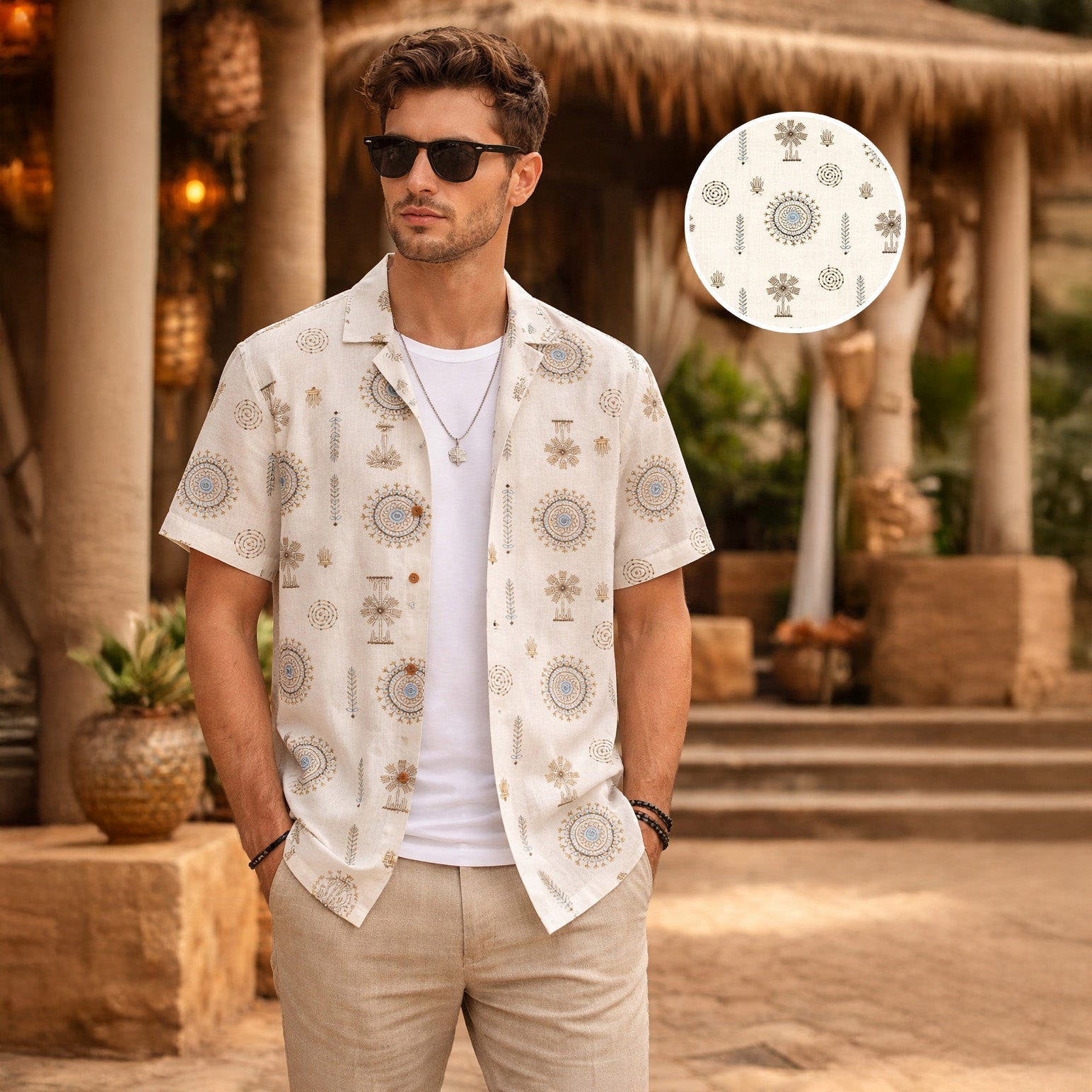 ANCIENT CULTURE EMBROIDERED OVERSIZE SHIRT